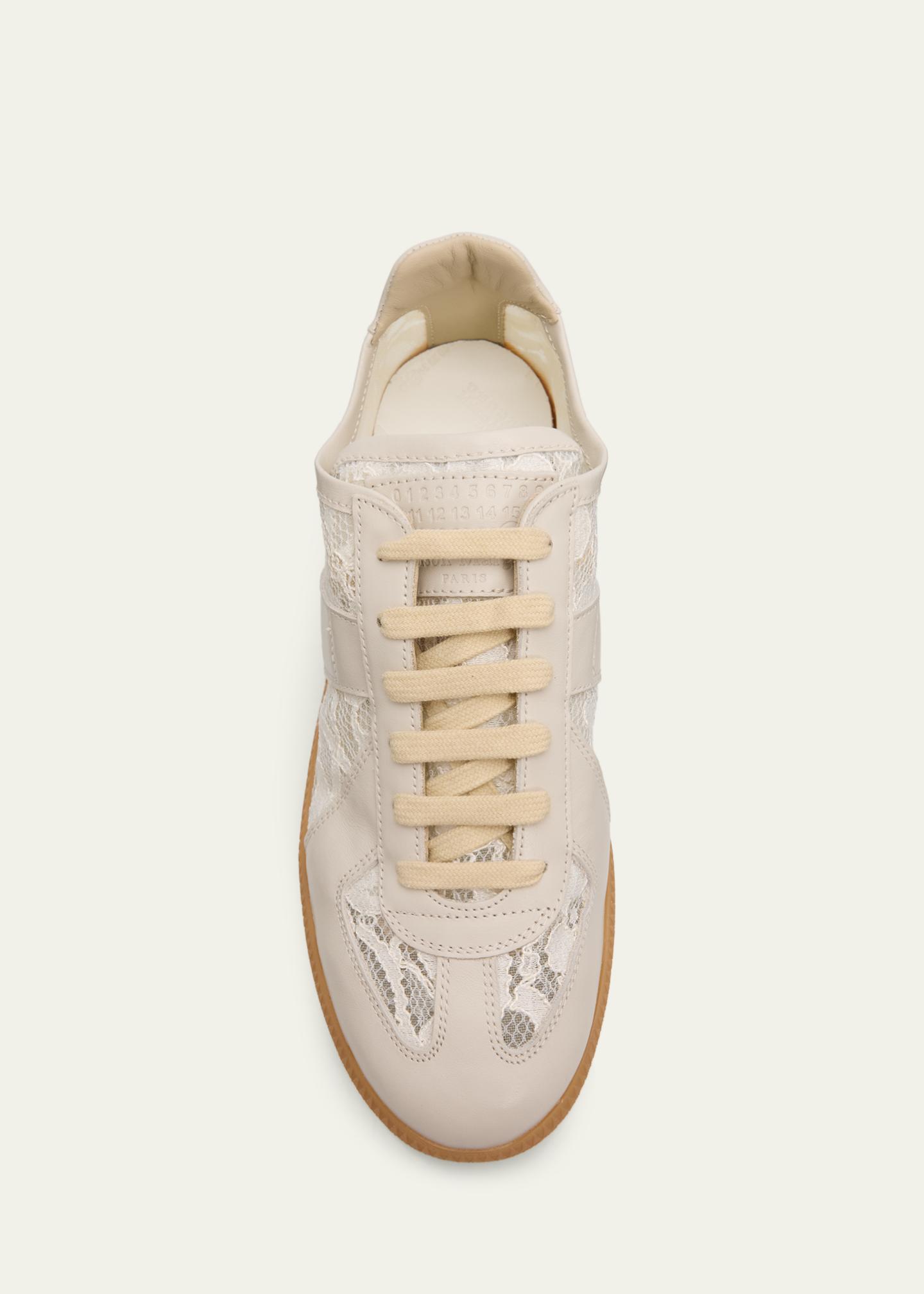 Maison Margiela REPLICA　中古 Maison Margiela Replica Lace and Leather Low-Top Sneakers