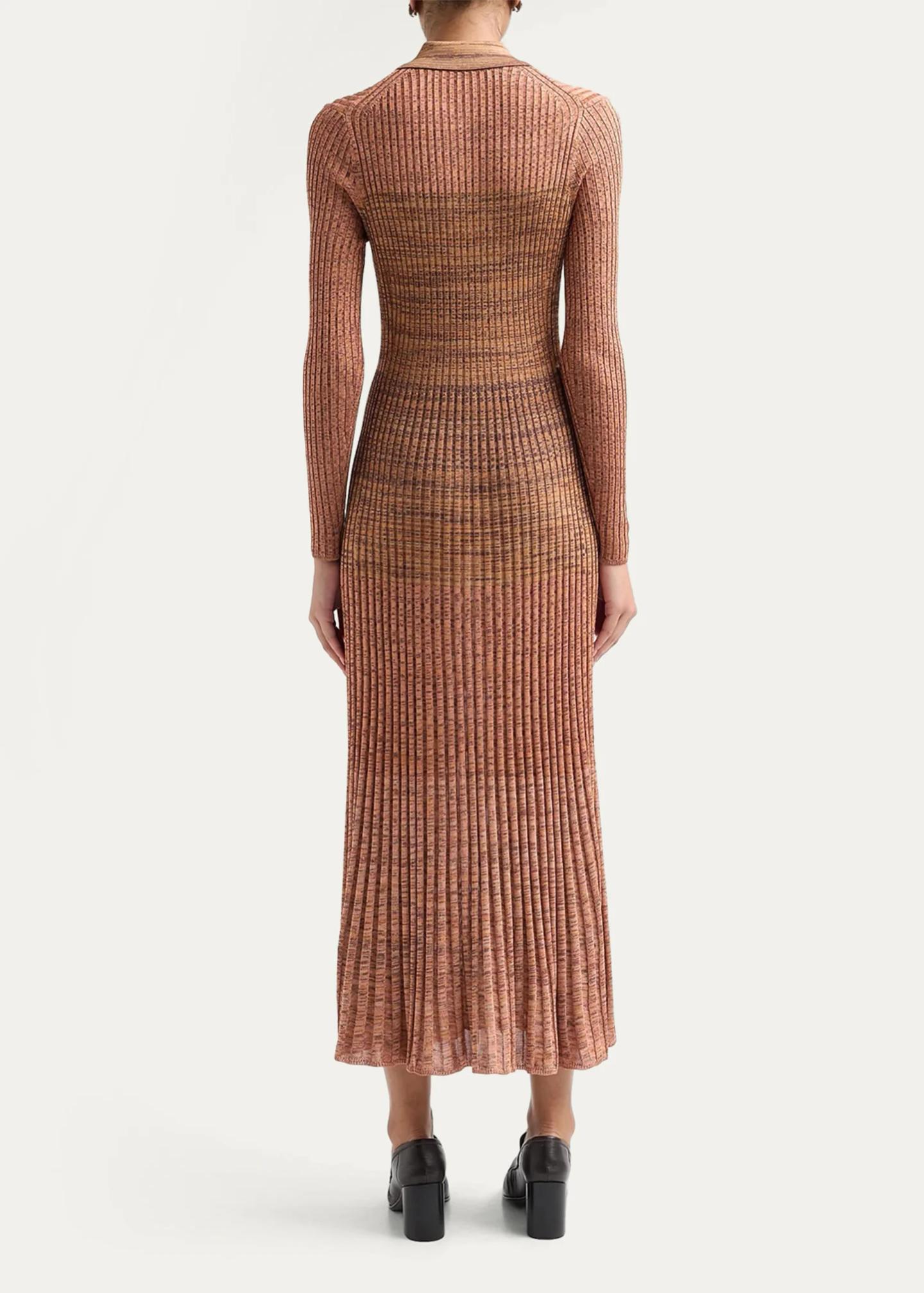 zimmermann knit dress Mouline Rib-Knit Polo Midi Pointelle knit midi dress