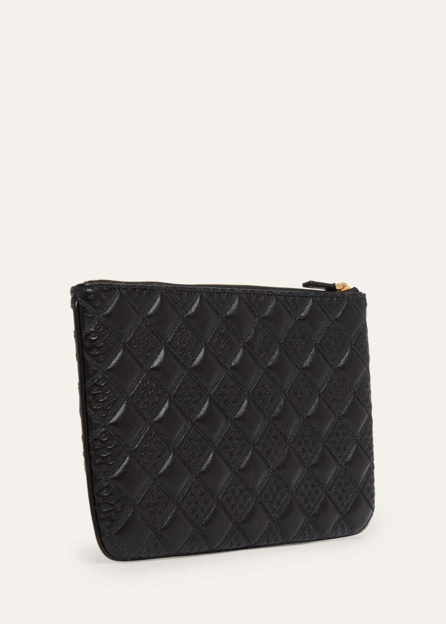 Valentino Garavani Butterfly-Embroidered Quilted Leather Clutch Bag ...