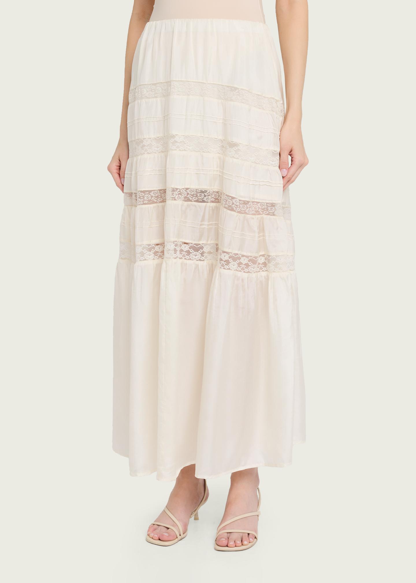 LoveShackFancy Nivine Silk Lace Maxi Skirt - Bergdorf Goodman
