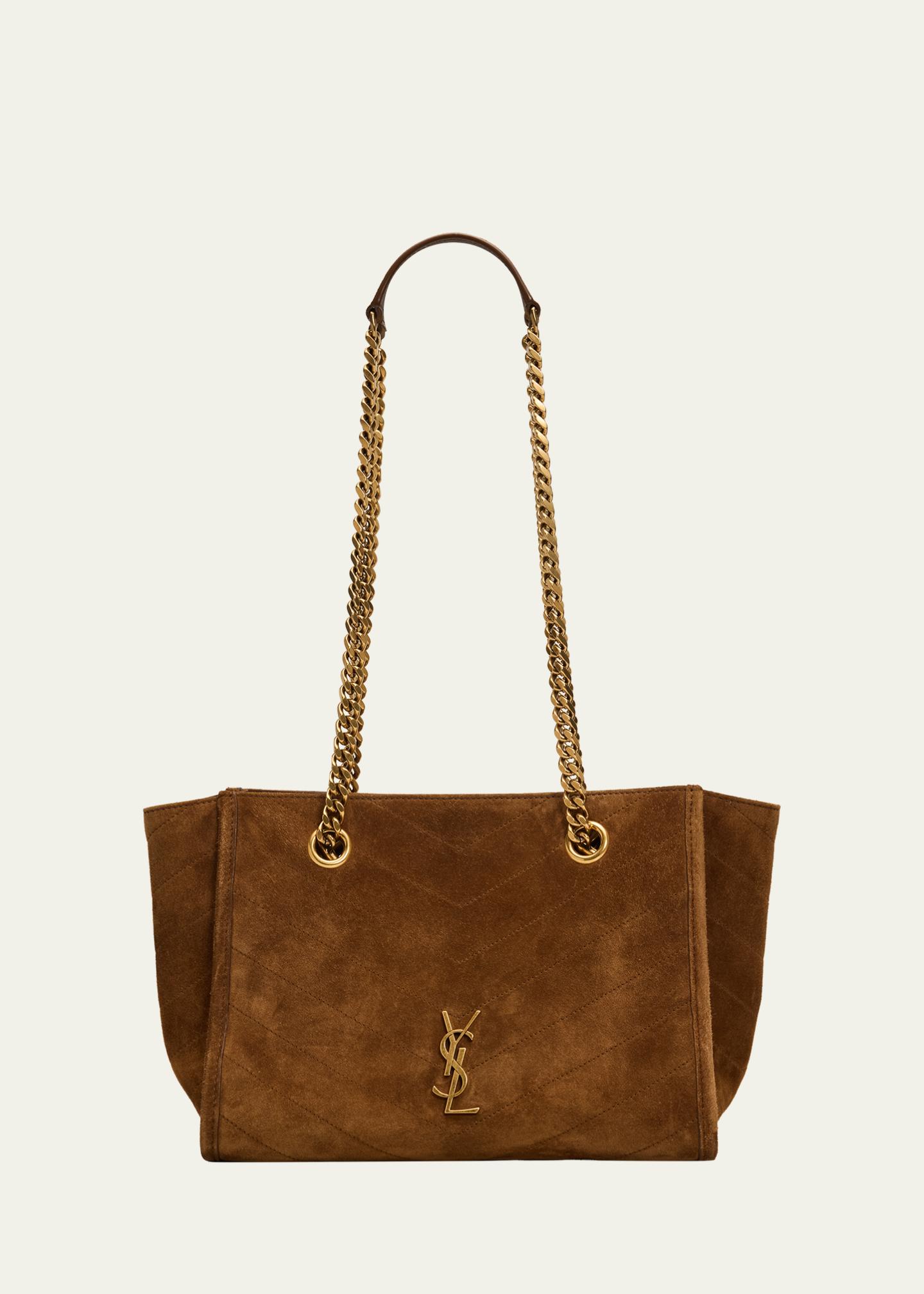 Niki Small East-West Chevron Suede Shopping Bag