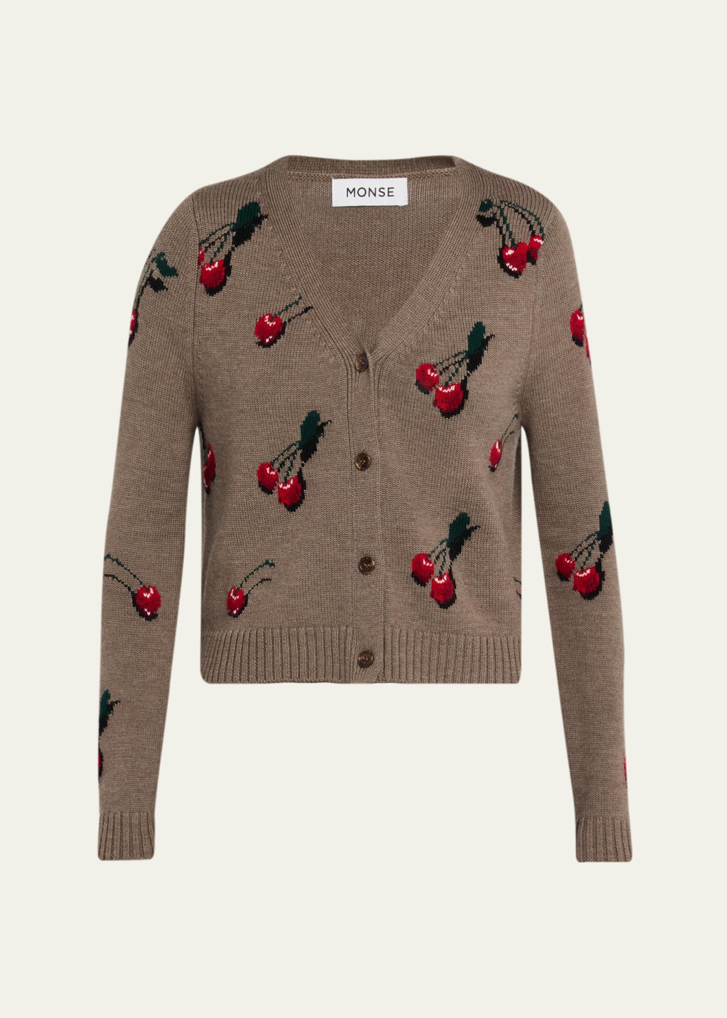 Monse Cropped Cherry V-Neck Cardigan - Bergdorf Goodman