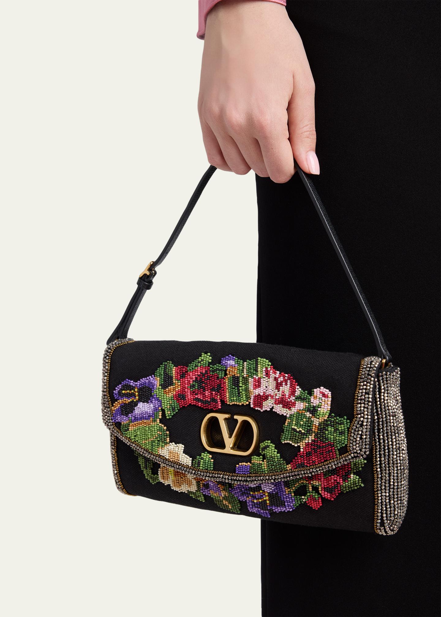 Valentino Garavani Floral Beaded Shoulder Bag - Bergdorf Goodman