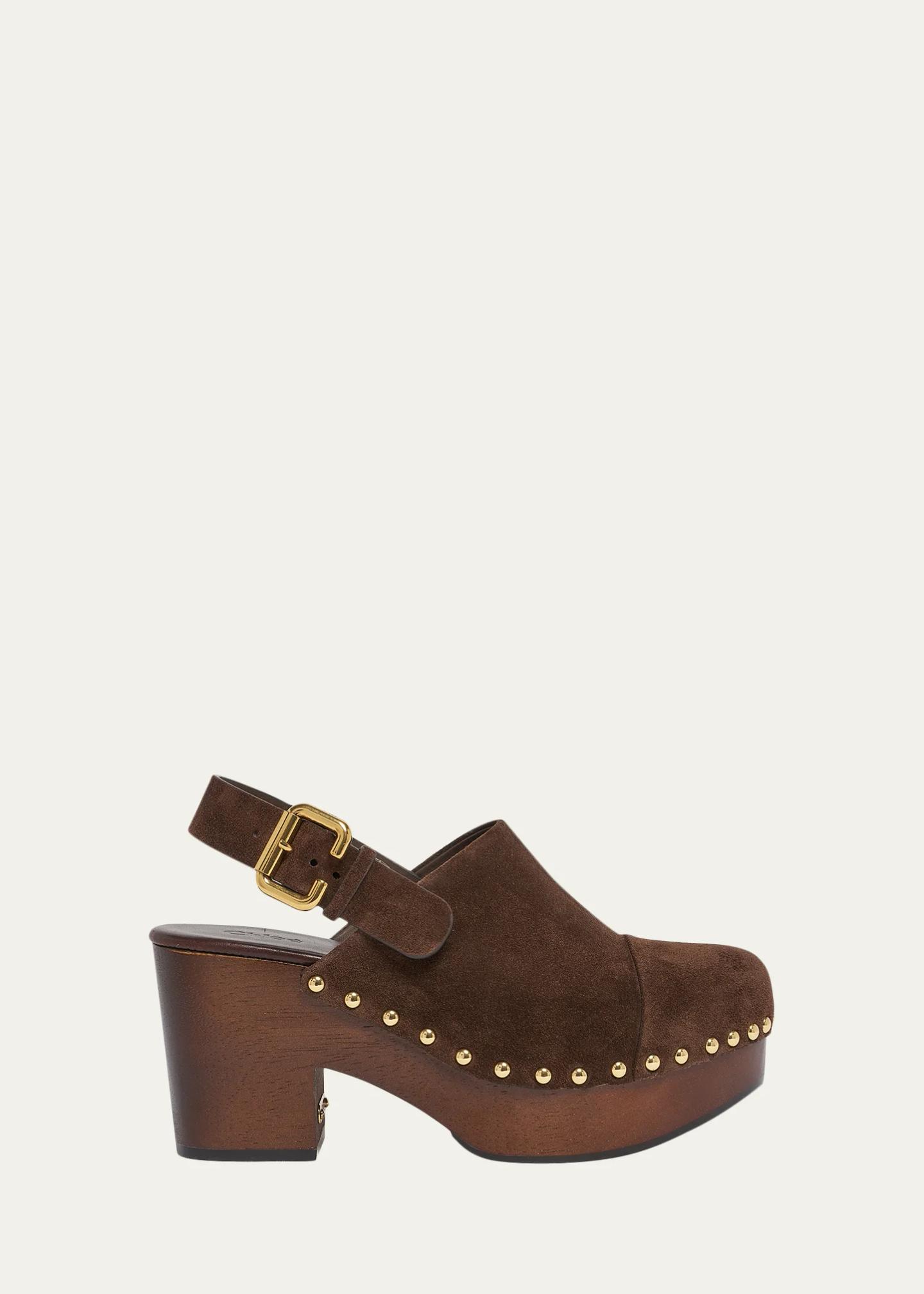 80mm Jeannette Suede Platform Clogs