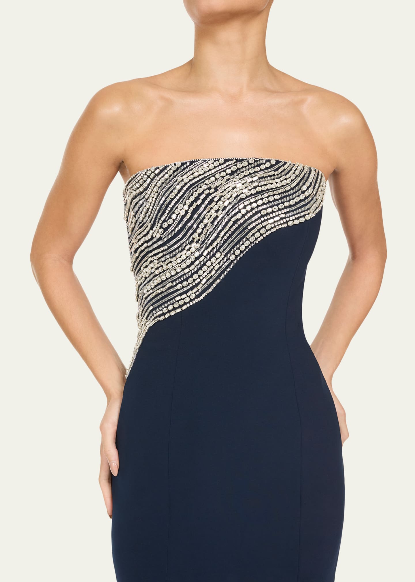 Jenny Packham Soyala Wave Beaded Strapless Gown - Bergdorf Goodman