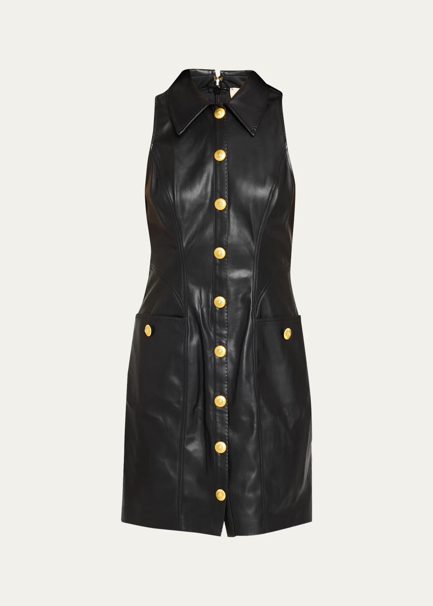 l agence leather dress L'AGENCE Apolline Sleeveless Faux-Leather Mini Junee