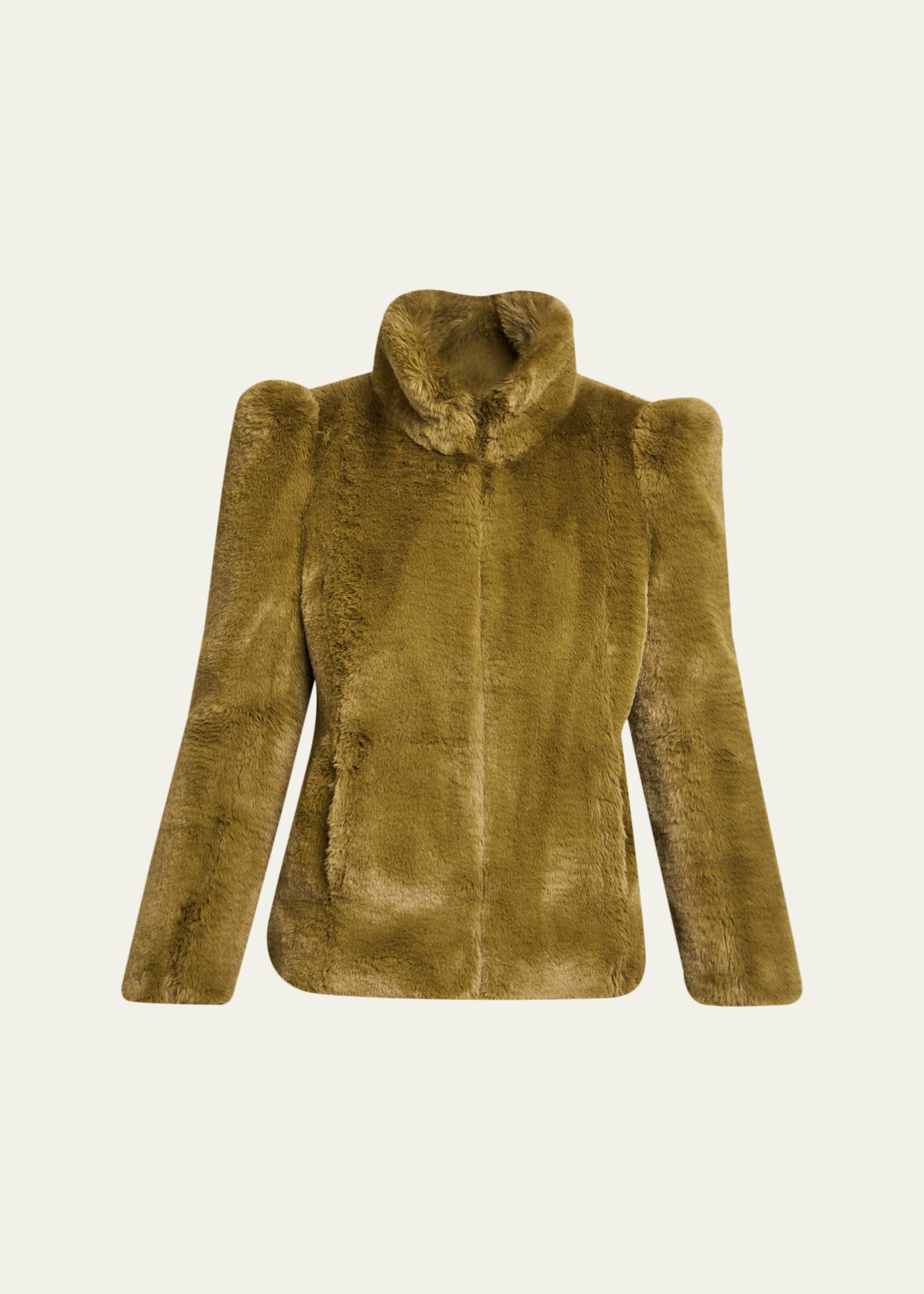 Balmain High Neck Faux Fur Jacket - Bergdorf Goodman
