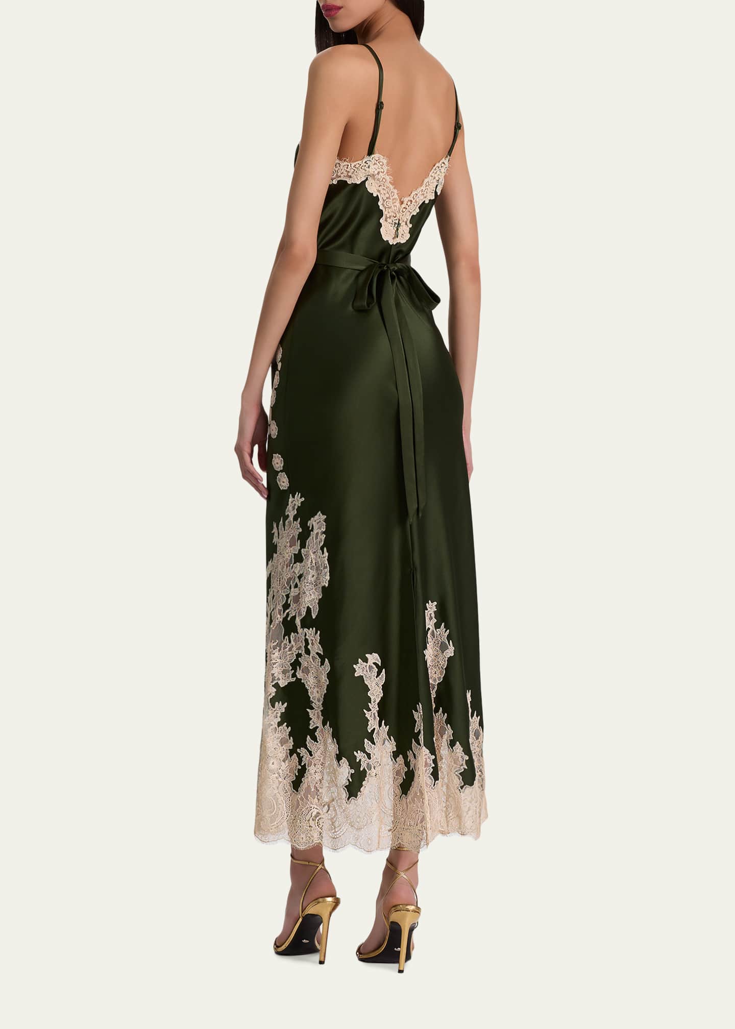 alice and olivia satin dress HARMONY DRAPEY SLIP MIDI DRESS in OFF WHITE
