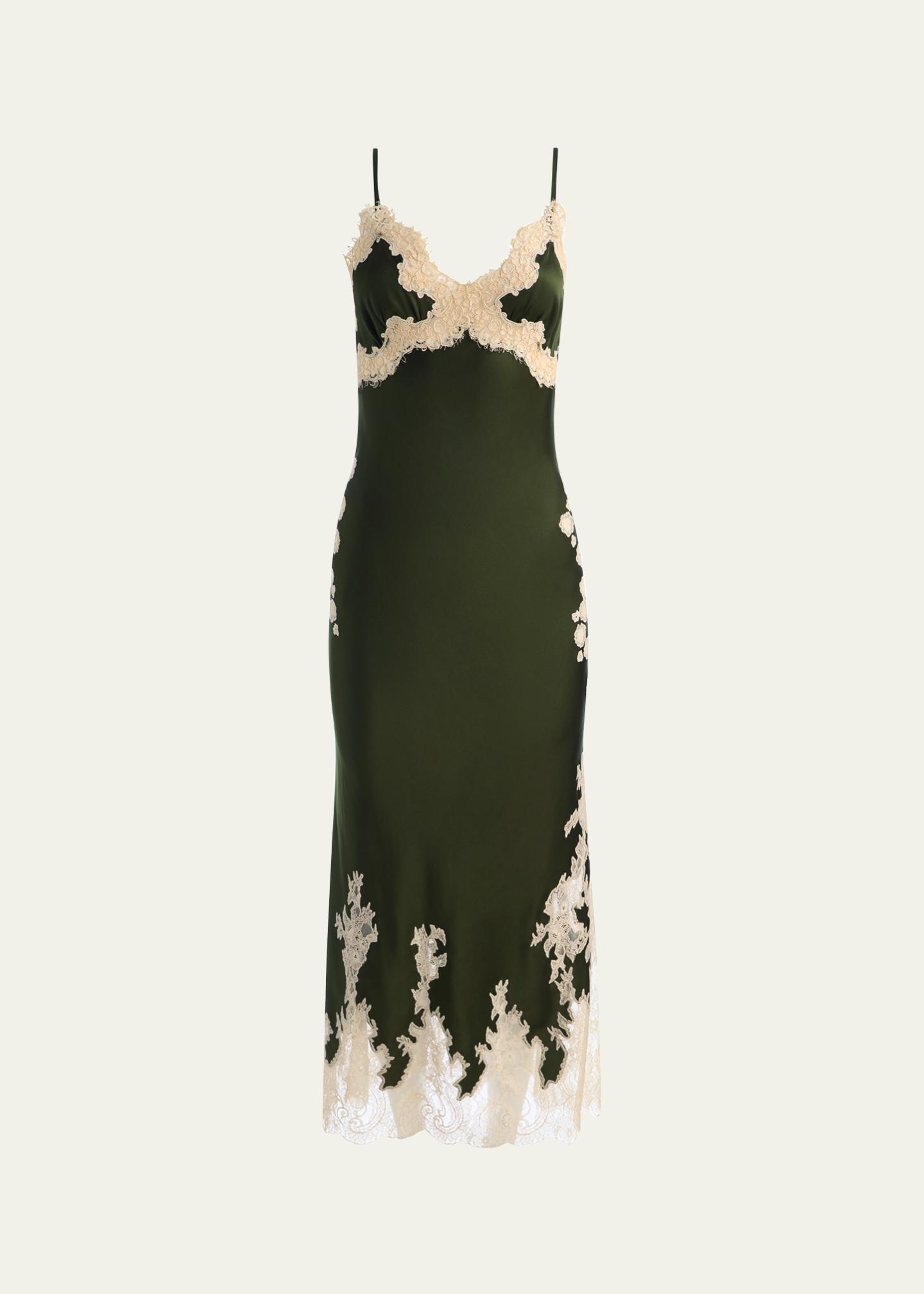 ALICE + OLIVIA Julietta Cutaway Lace-Trim Satin Dress - Bergdorf