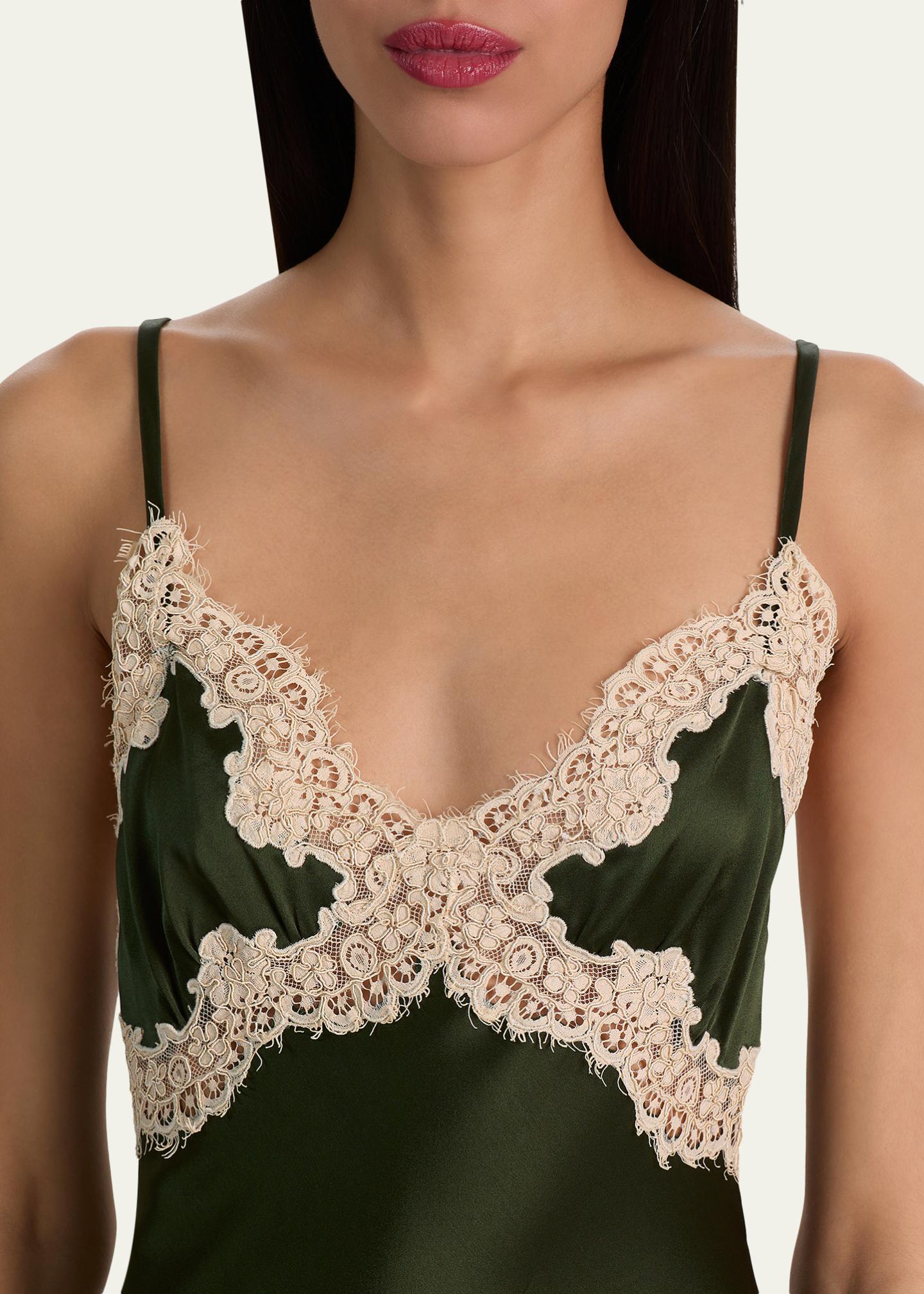 ALICE + OLIVIA Julietta Cutaway Lace-Trim Satin Dress - Bergdorf