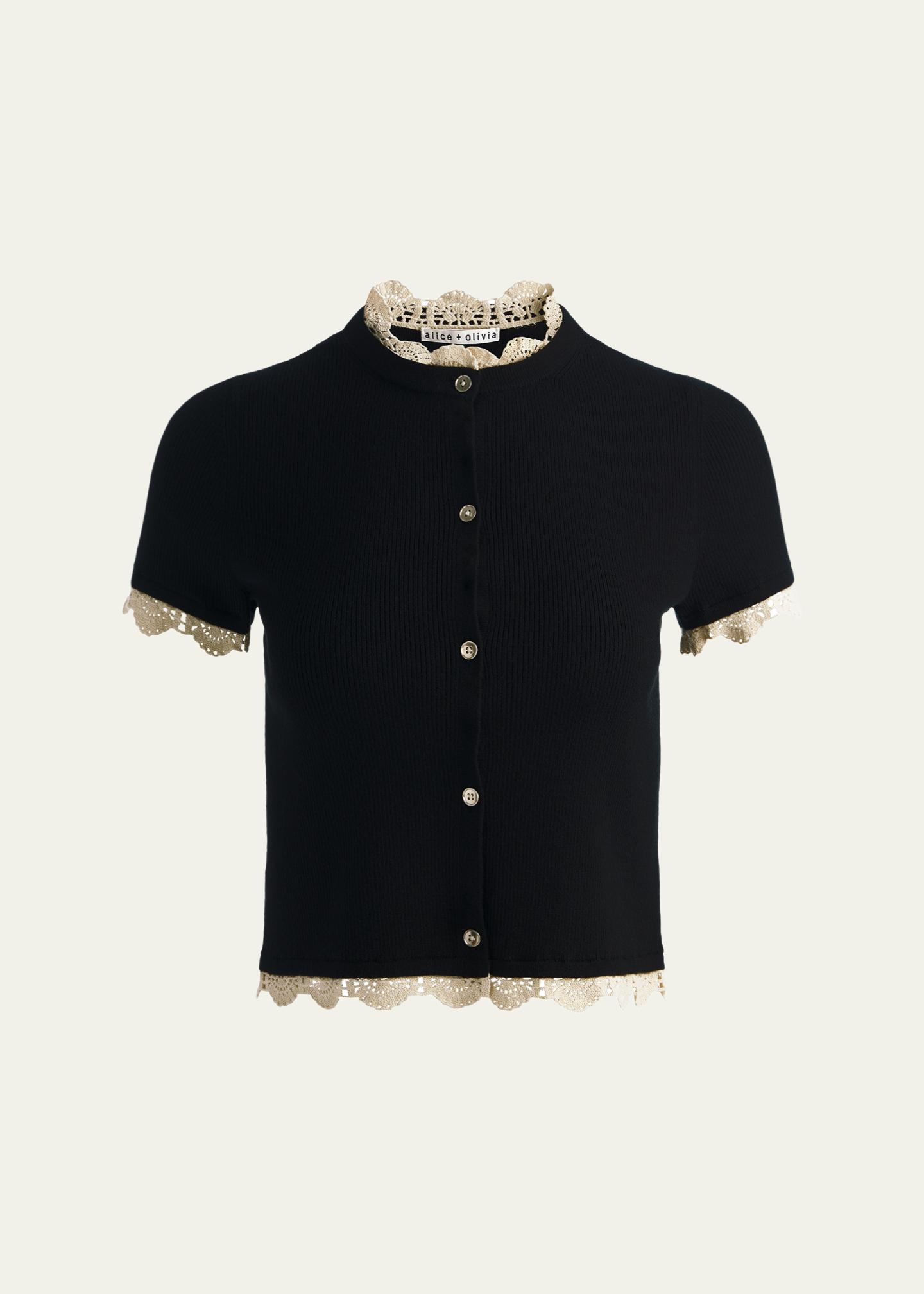alice+olivia 刺繍入りベージュカーディガン alice+olivia 刺繍入りベージュカーディガン ALICE + OLIVIA Dollie