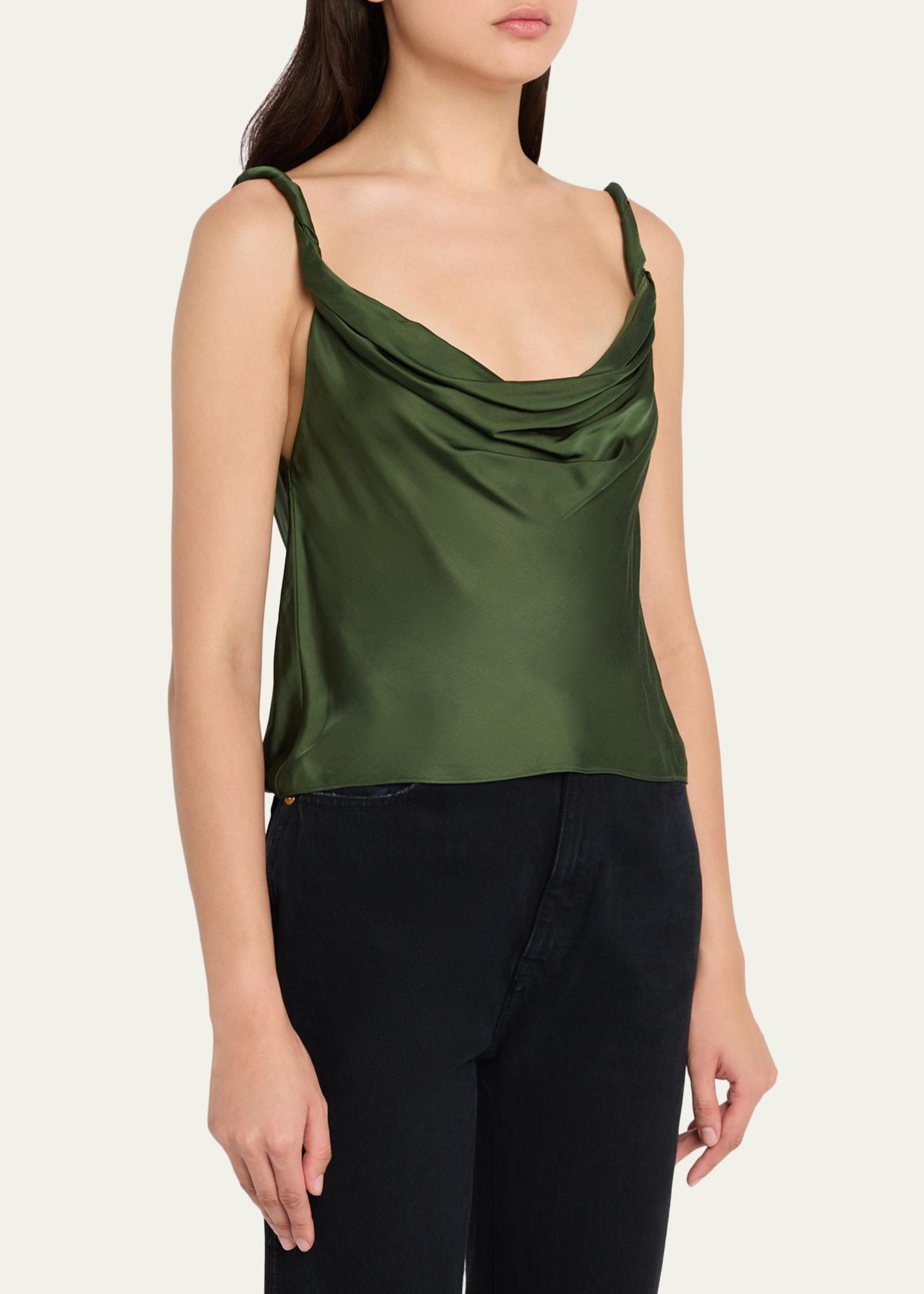 ALICE + OLIVIA Monique Twisted-Strap Satin Tank Top - Bergdorf Goodman