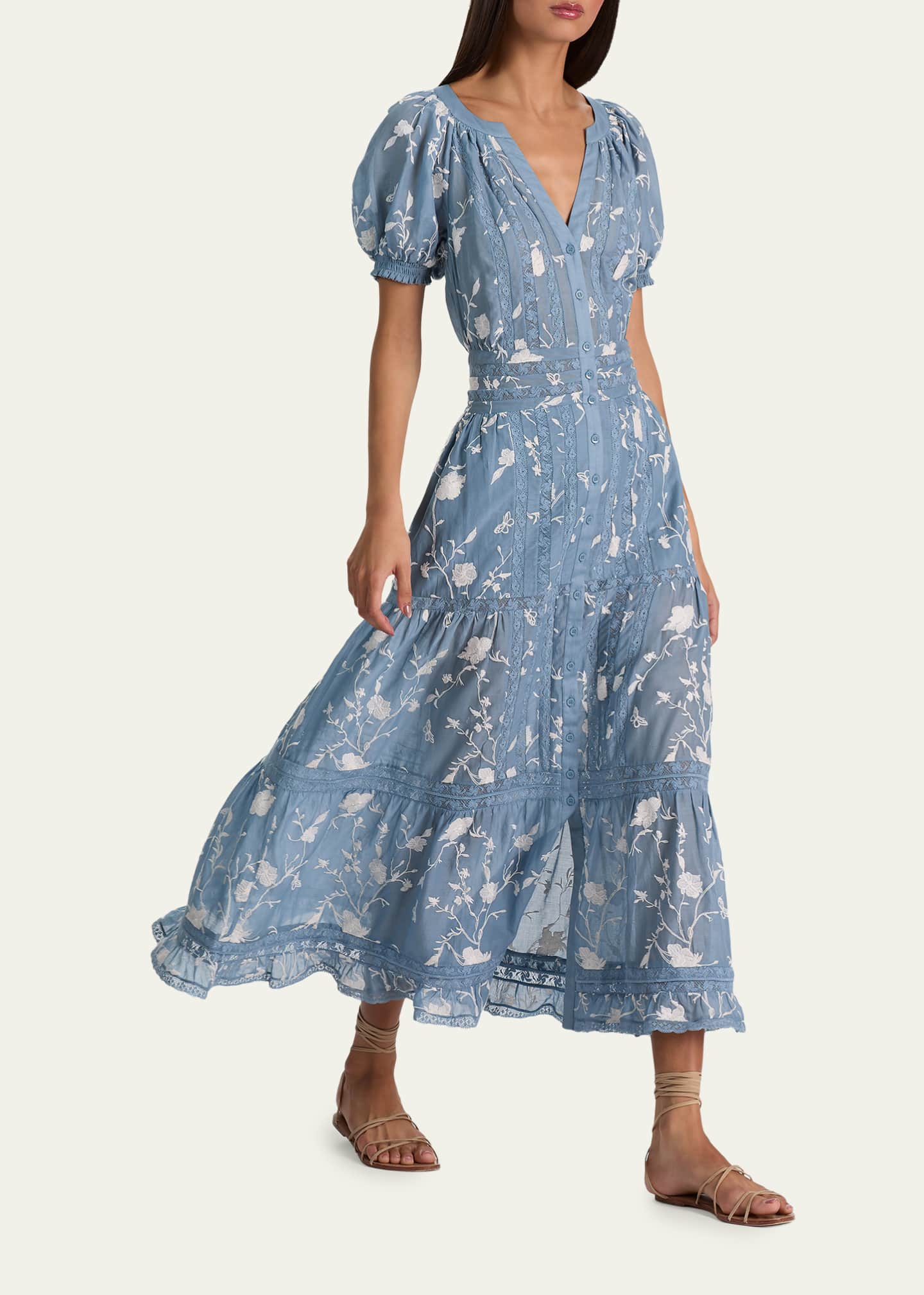 ALICE + OLIVIA Kathryn Lace-Trim Midi Shirtdress - Bergdorf Goodman
