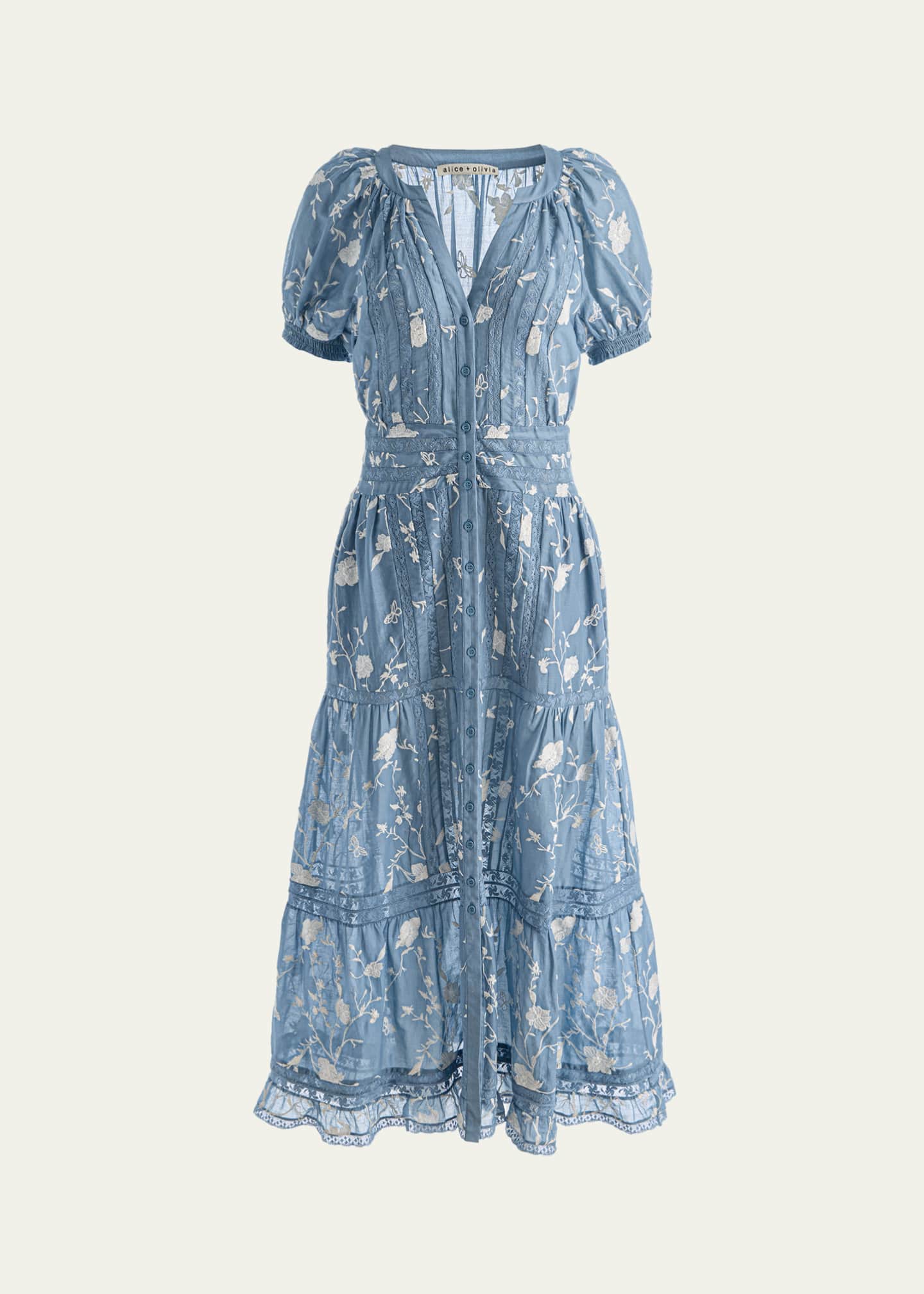 ALICE + OLIVIA Kathryn Lace-Trim Midi Shirtdress - Bergdorf Goodman