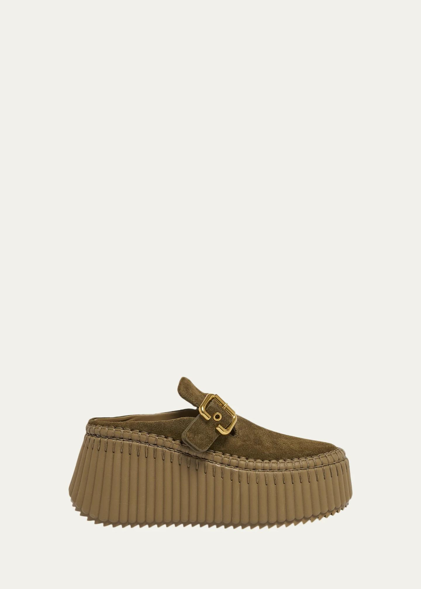 Chloe 75mm Nama Suede Platform Clogs - Bergdorf Goodman