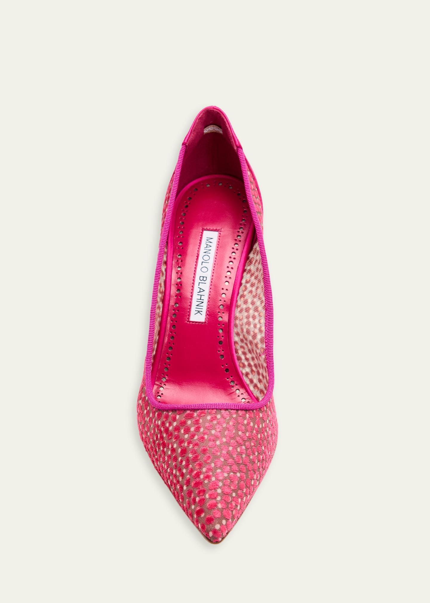 Manolo Blahnik 90mm BBLA Flocked Polka Dot Tulle Pumps - Bergdorf