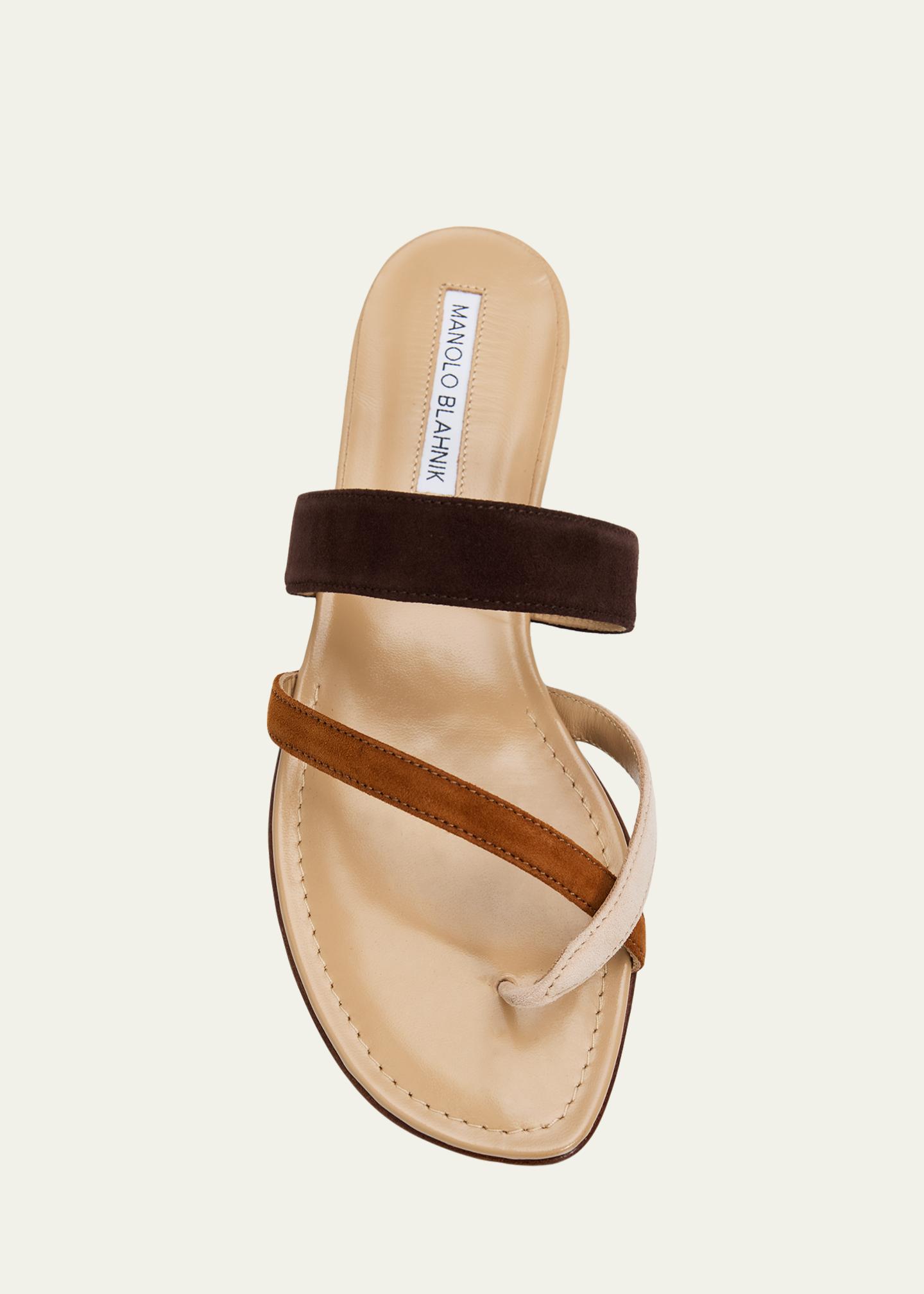 Manolo Blahnik Susa Suede Crisscross Flat Sandals - Bergdorf Goodman