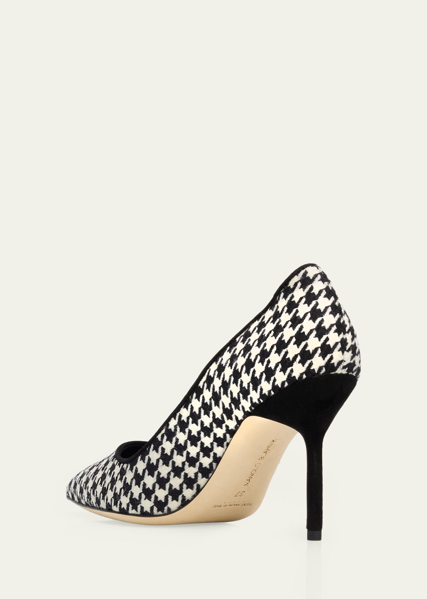 Manolo Blahnik 90mm BB Houndstooth Wool Pumps - Bergdorf Goodman