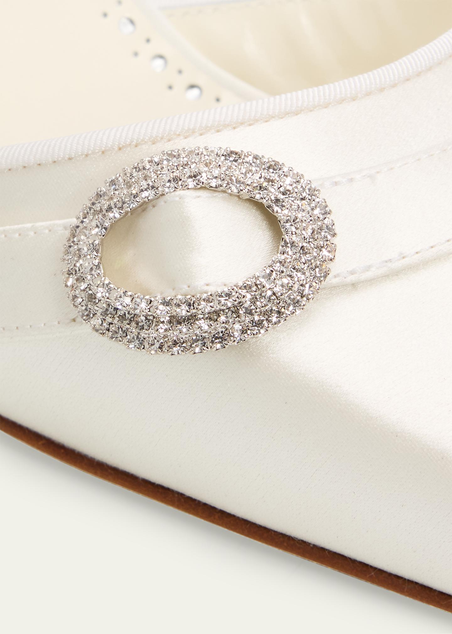 MANOLO BLAHNIK ビジュー フラットシューズ　サイズ39 Manolo Blahnik 70mm Zutoslipla Satin Embellished-Buckle Slingback