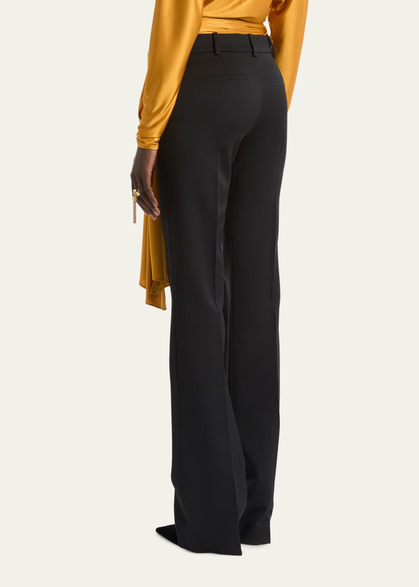 Balmain Low-Rise Wool Satin Bootcut Pants - Bergdorf Goodman