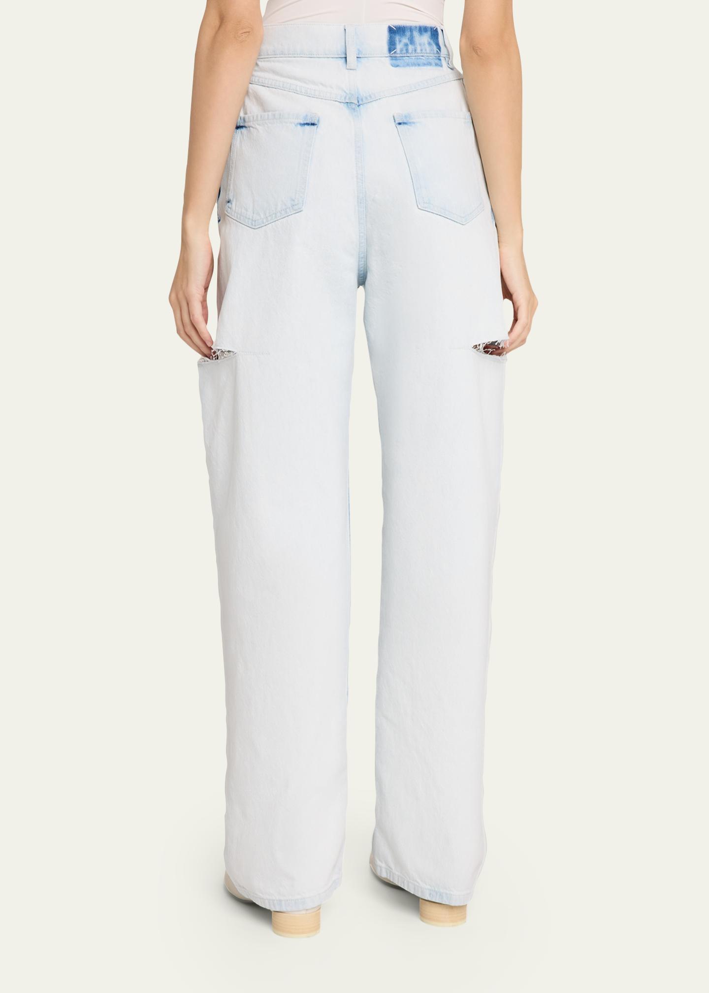 MM6 Maison Margiela Cutout Bleached Barrel-Leg Jeans - Bergdorf