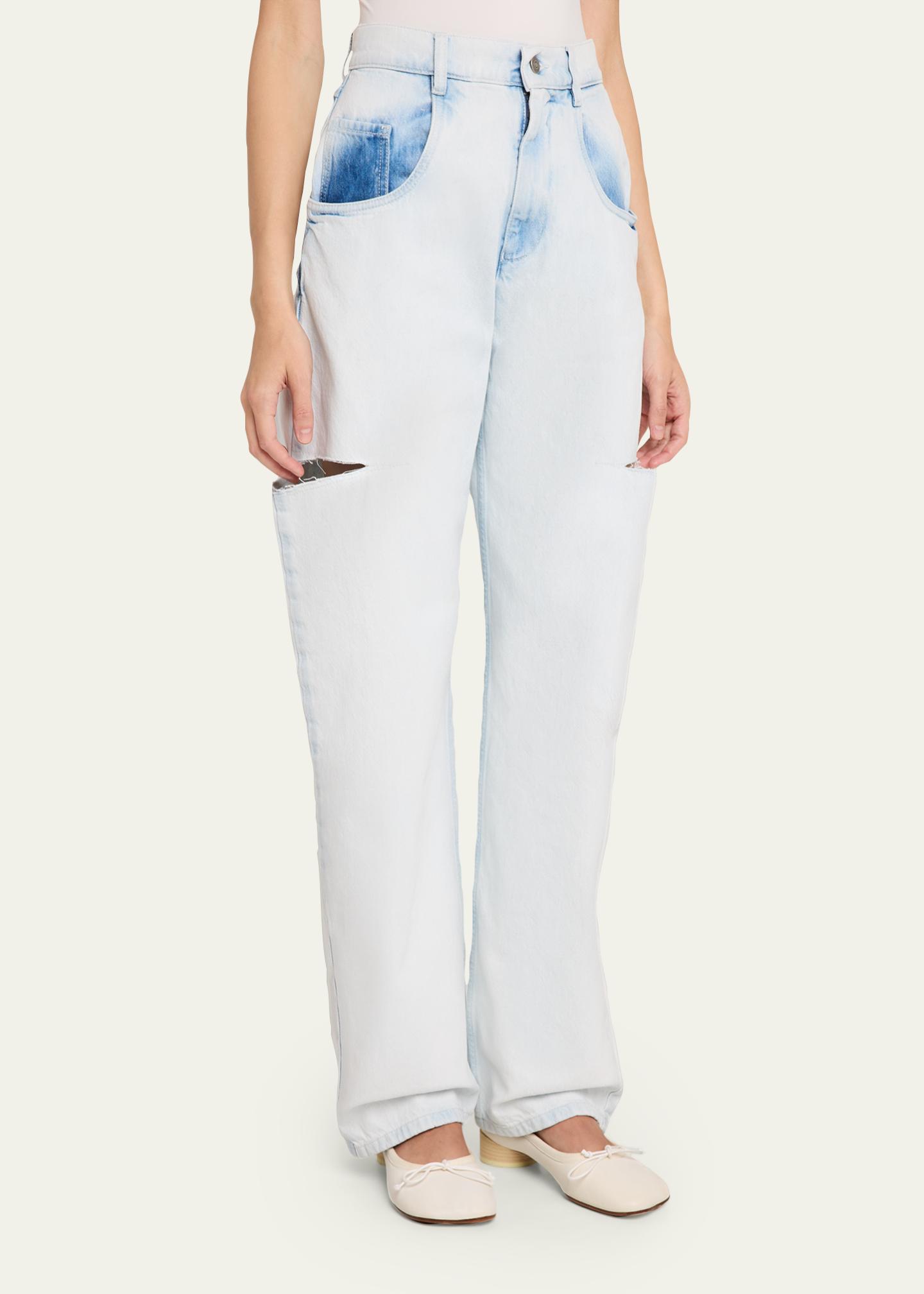MM6 Maison Margiela Cutout Bleached Barrel-Leg Jeans - Bergdorf