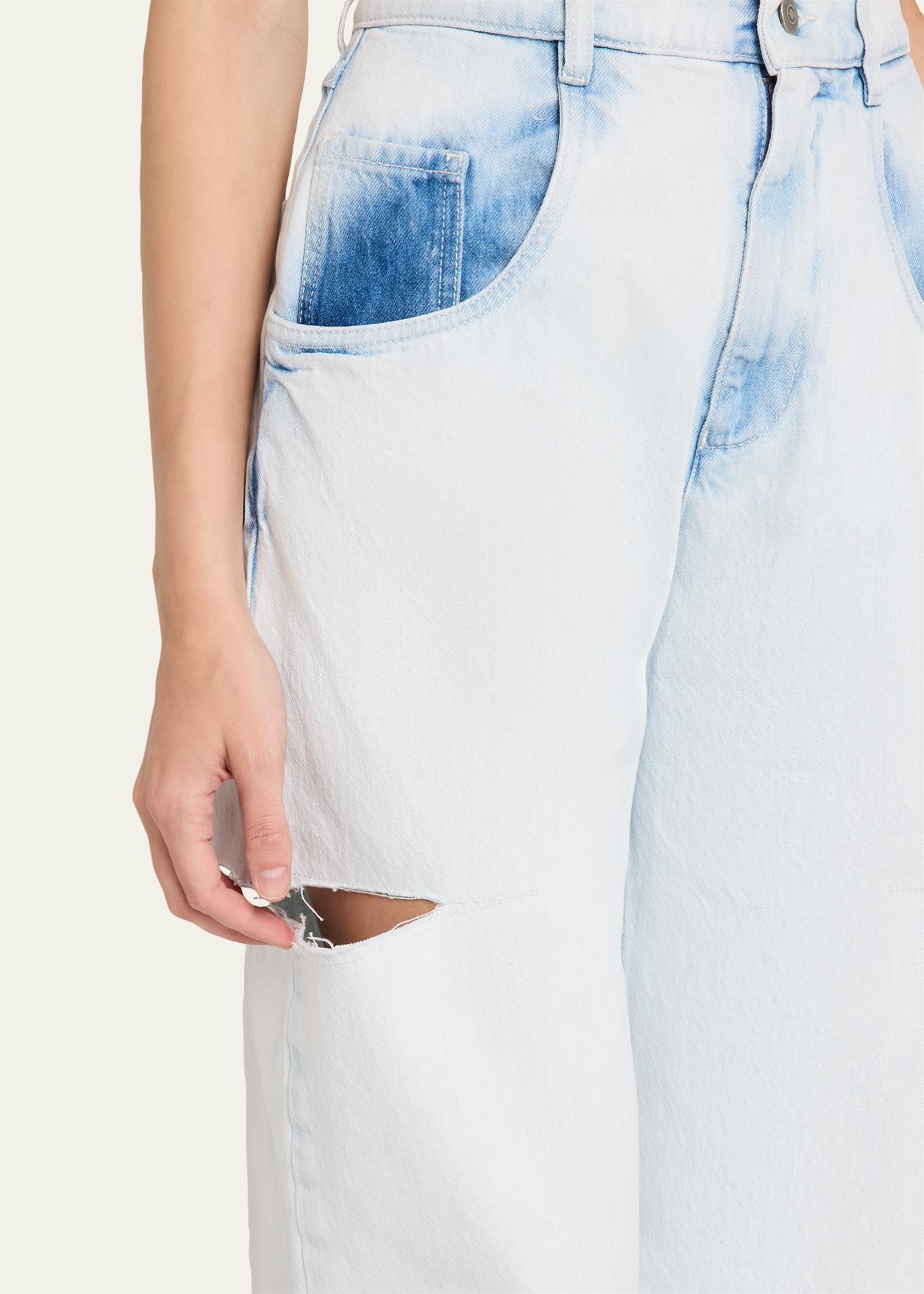 MM6 Maison Margiela Cutout Bleached Barrel-Leg Jeans - Bergdorf