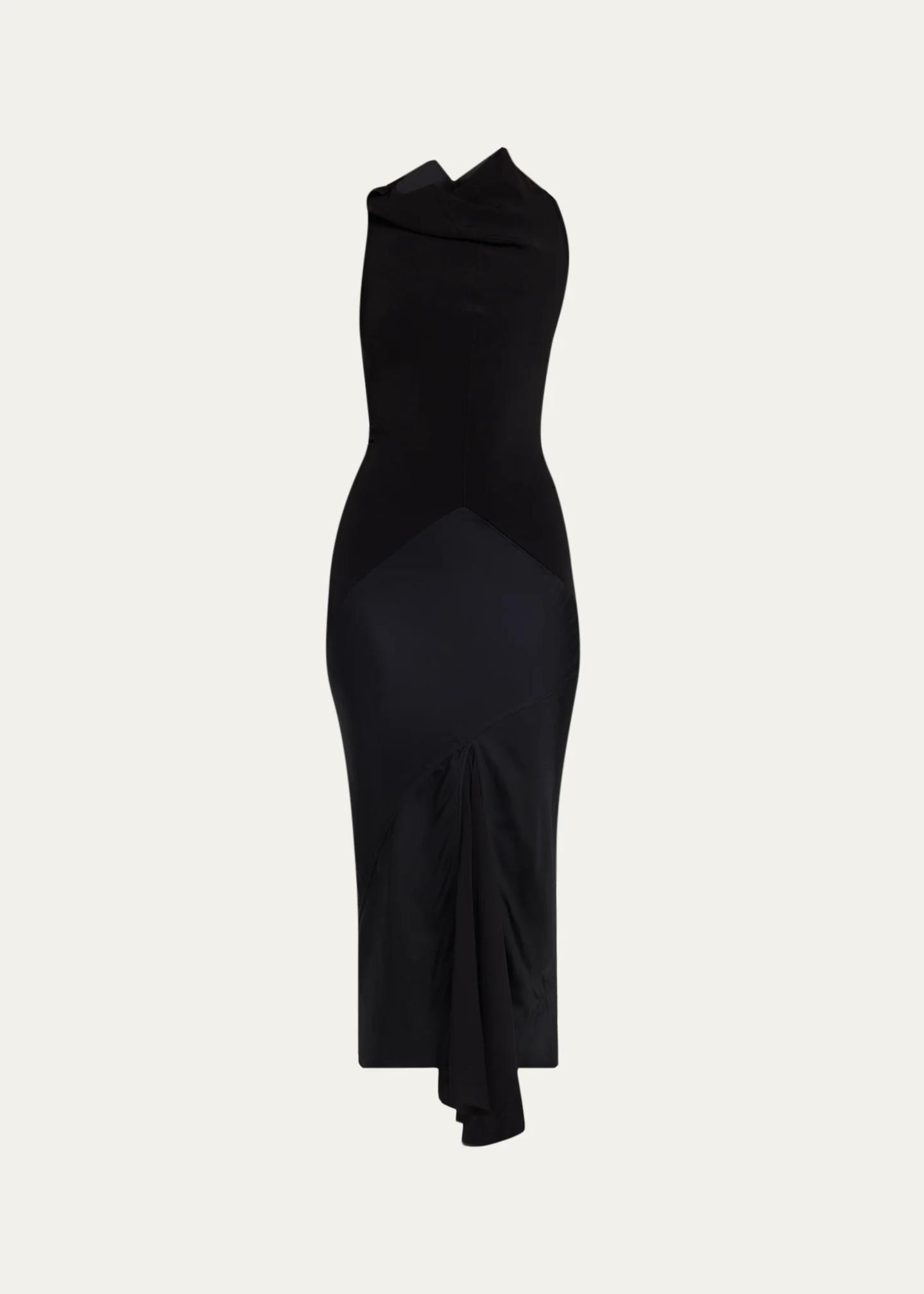 rick owens black and white dress Sliced Mixed-Media Sleeveless Midi Maxi dresses