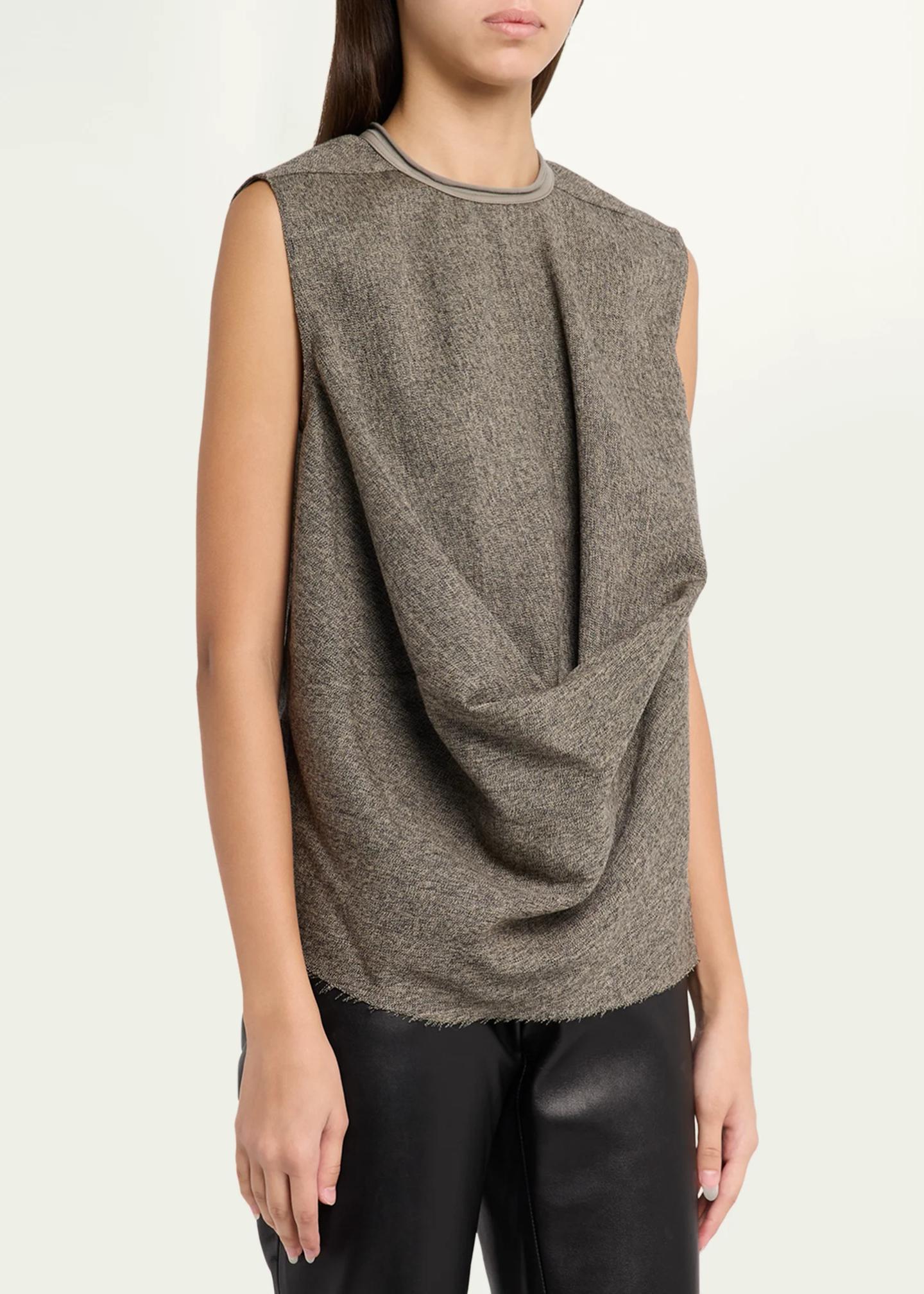 Rick Owens Subhuman Draped Melange Wool Sleeveless Top - Bergdorf Goodman