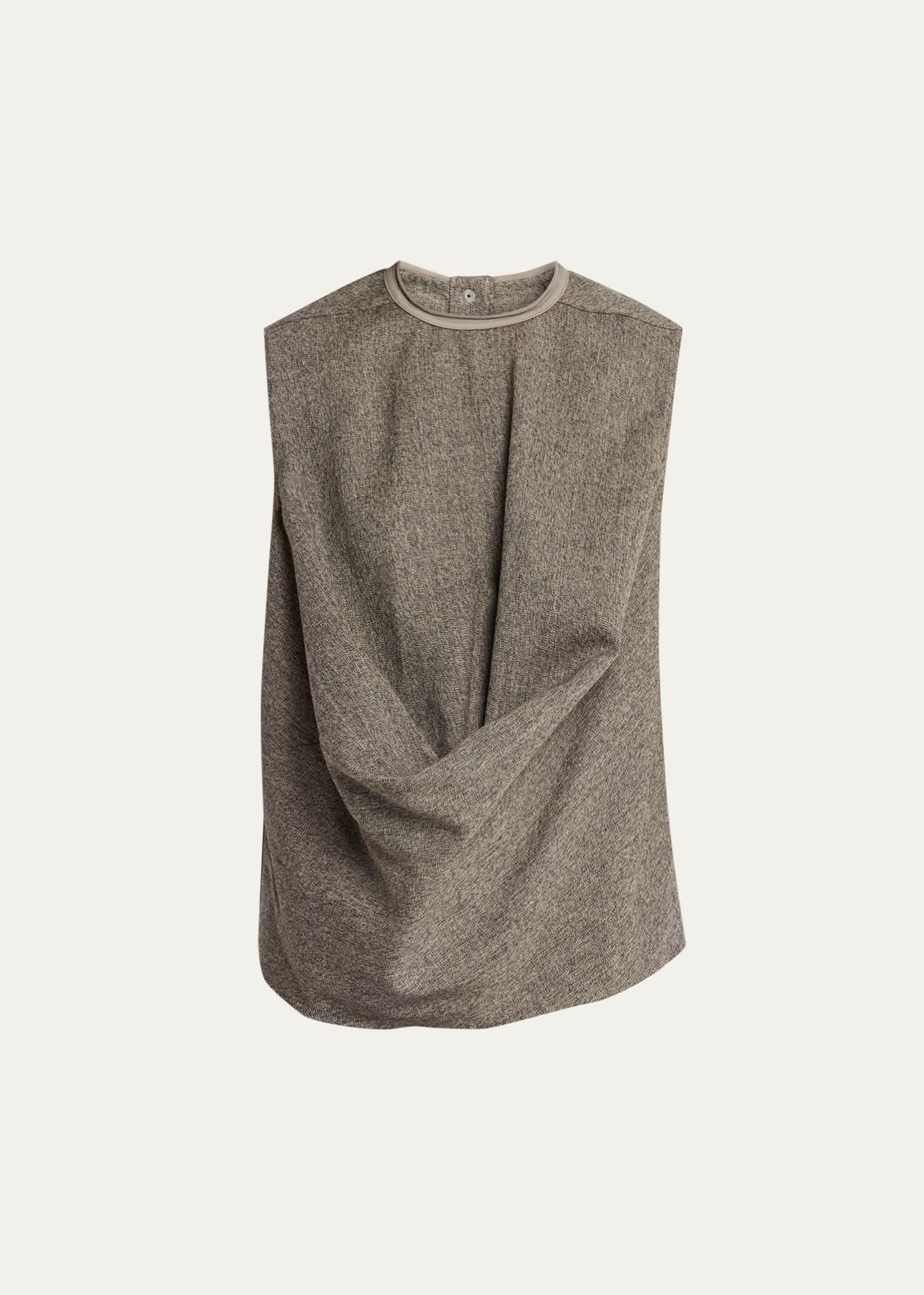 Rick Owens Subhuman Draped Melange Wool Sleeveless Top - Bergdorf Goodman