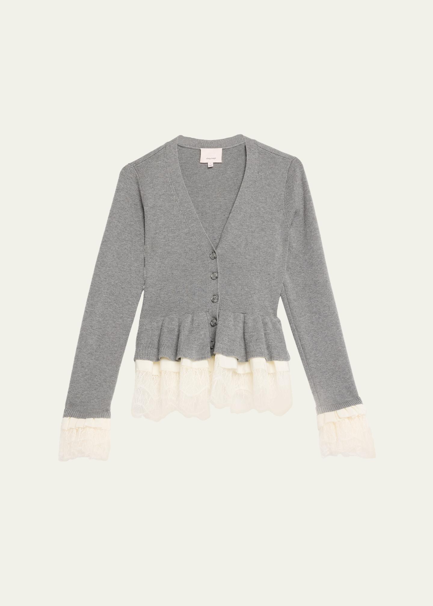 Cinq à Sept Dolly Ruffled Lace-Trimmed Peplum Cardigan - Bergdorf