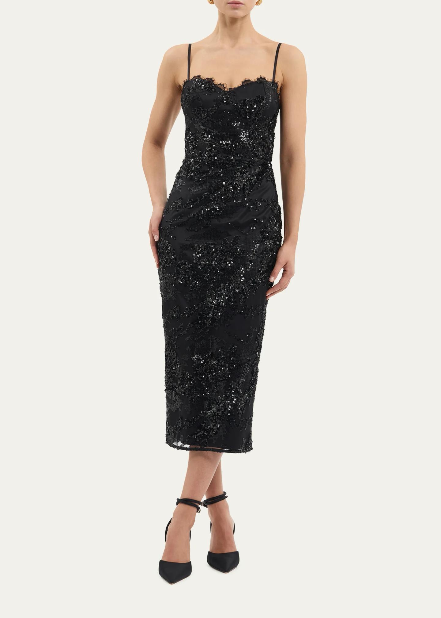 Rebecca Vallance Beau Sequin Lace Column Midi Dress - Bergdorf Goodman