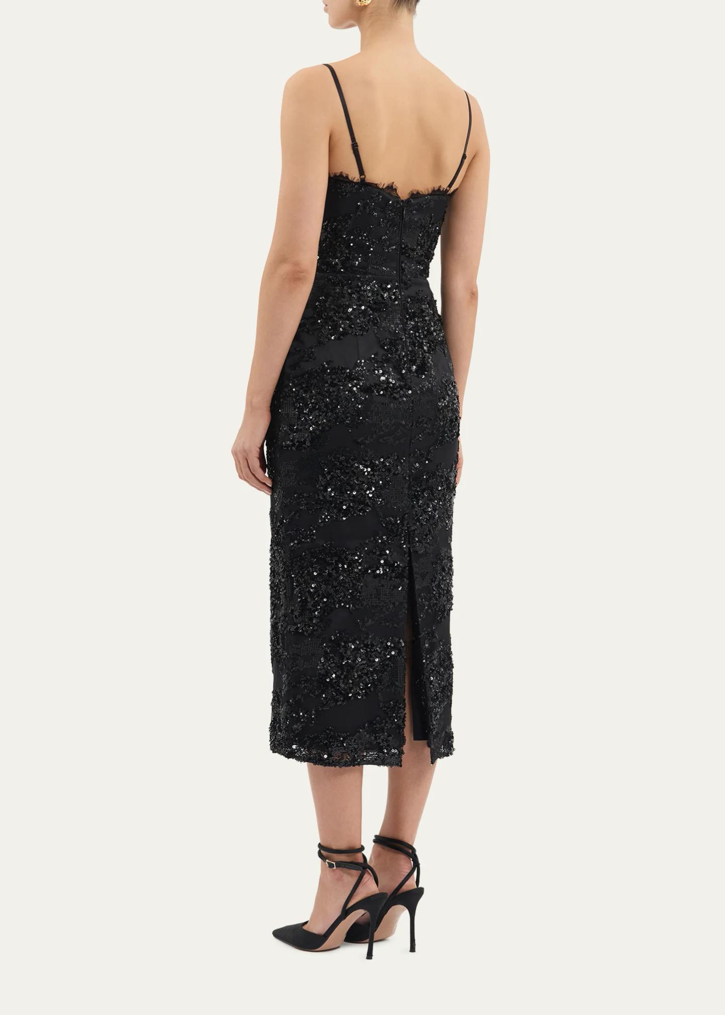 Rebecca Vallance Beau Sequin Lace Column Midi Dress - Bergdorf Goodman