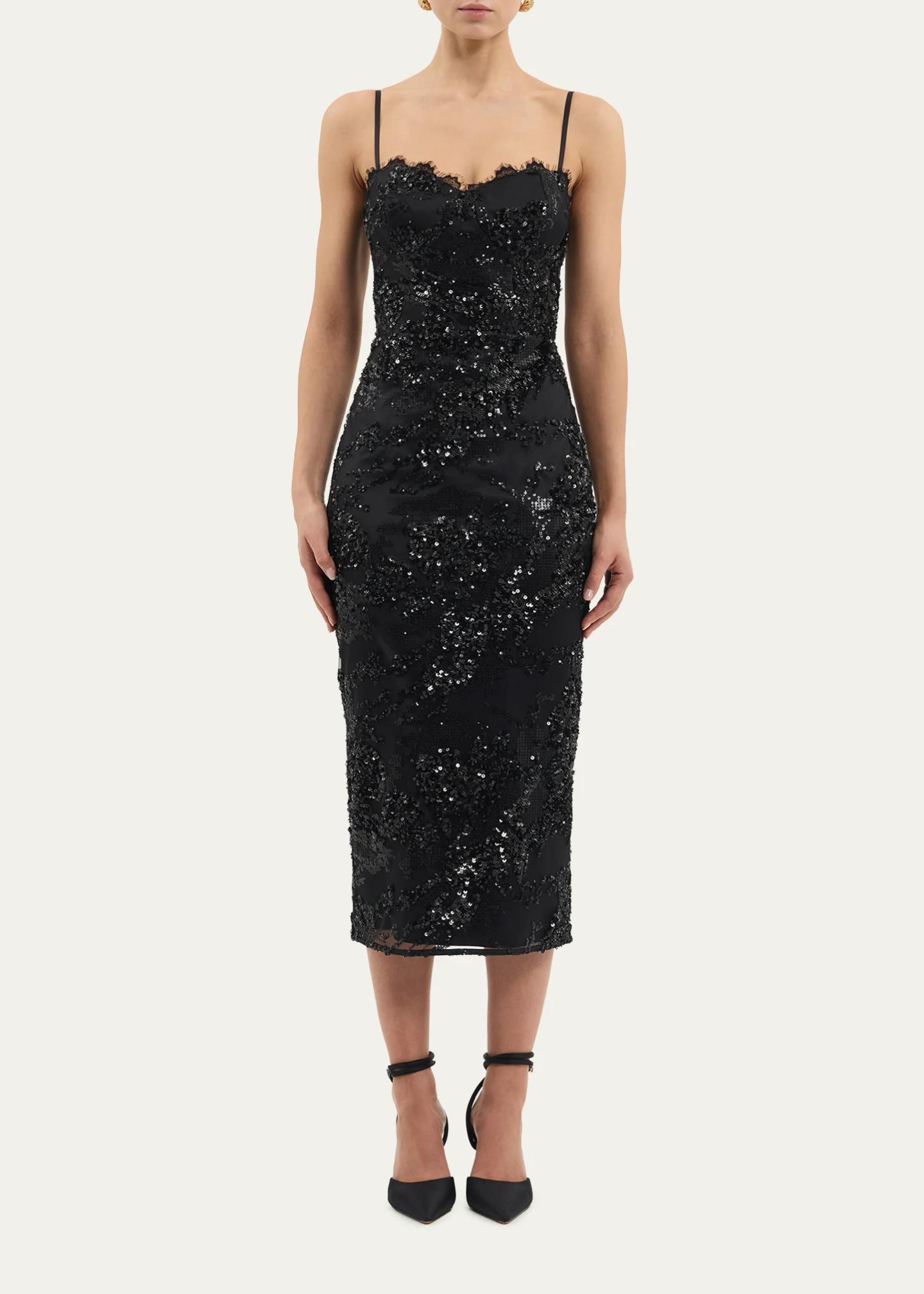 Rebecca Vallance Beau Sequin Lace Column Midi Dress - Bergdorf Goodman