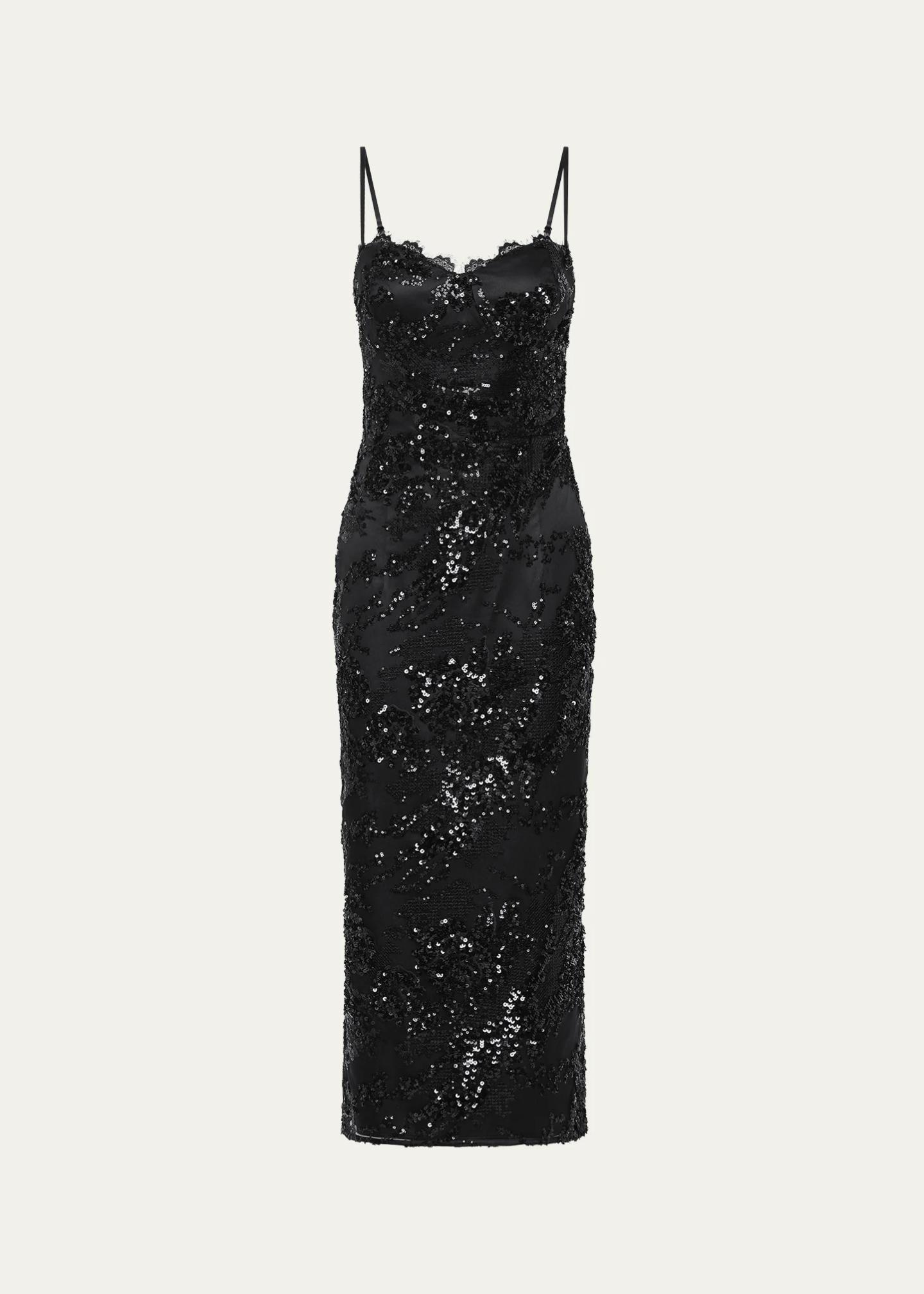 Rebecca Vallance Beau Sequin Lace Column Midi Dress - Bergdorf Goodman