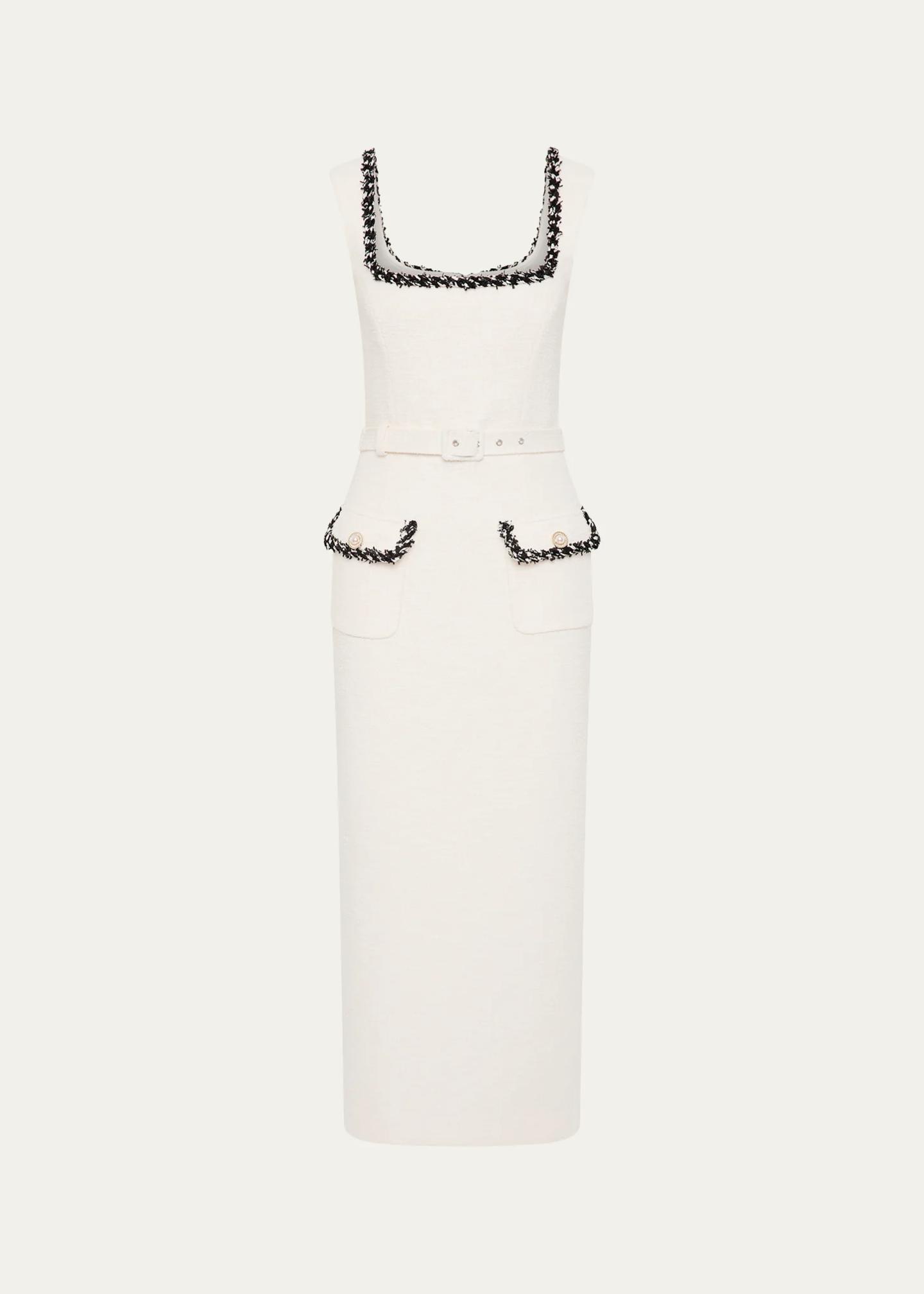 Rebecca Vallance Jacquie Bonded Tweed Midi Dress - Bergdorf Goodman