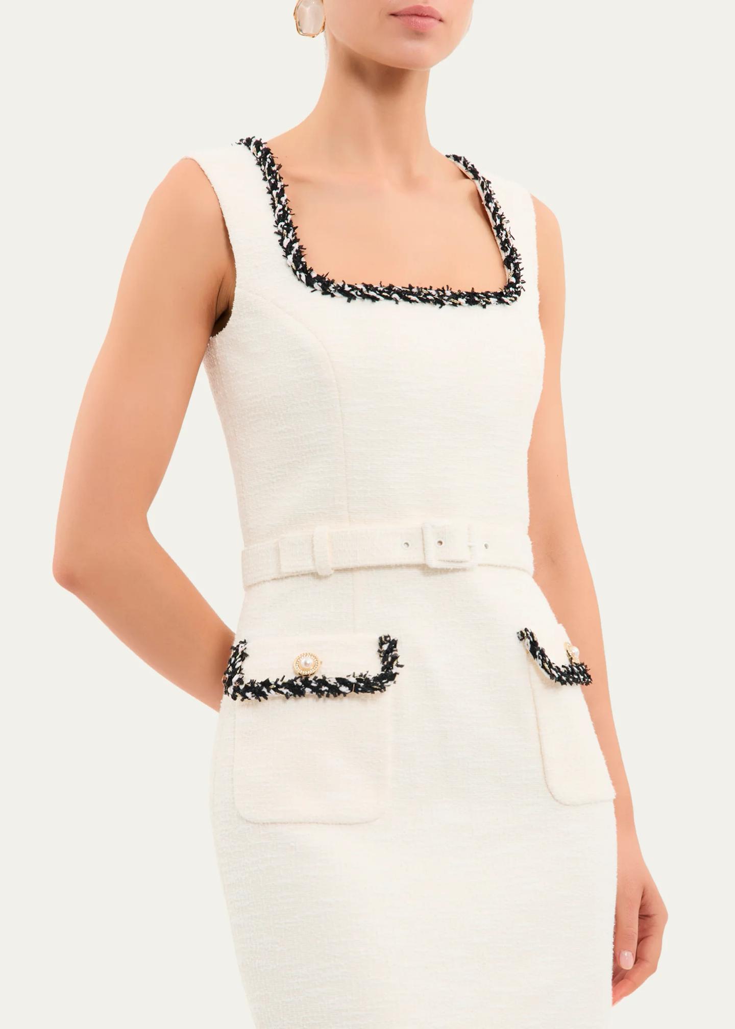 Rebecca Vallance Jacquie Bonded Tweed Midi Dress - Bergdorf Goodman