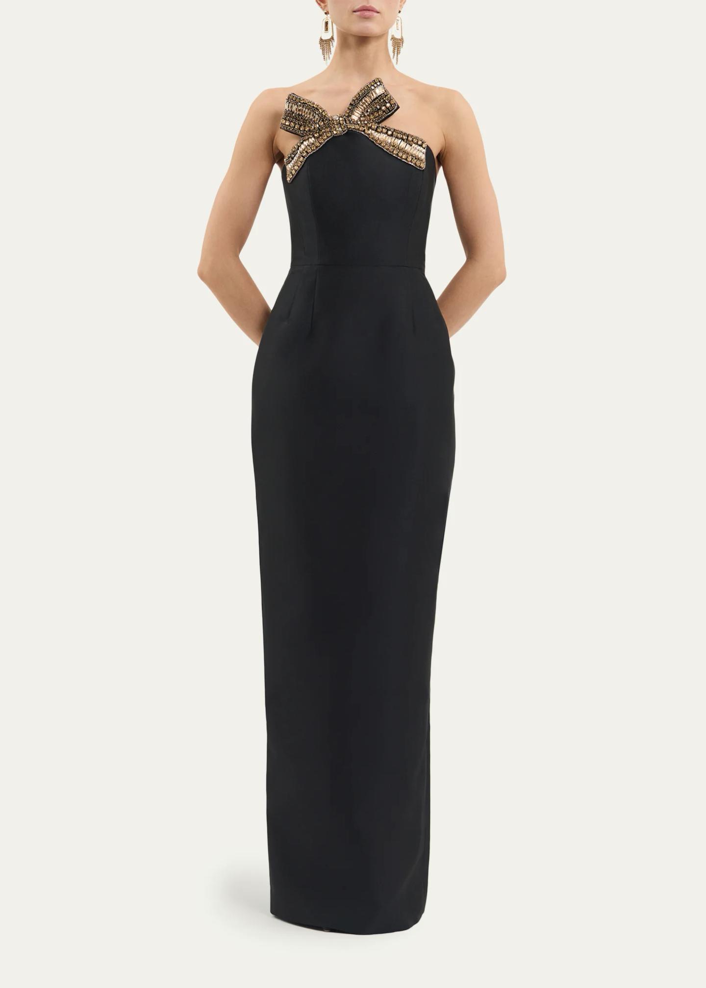 Rebecca Vallance Venus Strapless Bow-Embellished Column Gown - Bergdorf ...