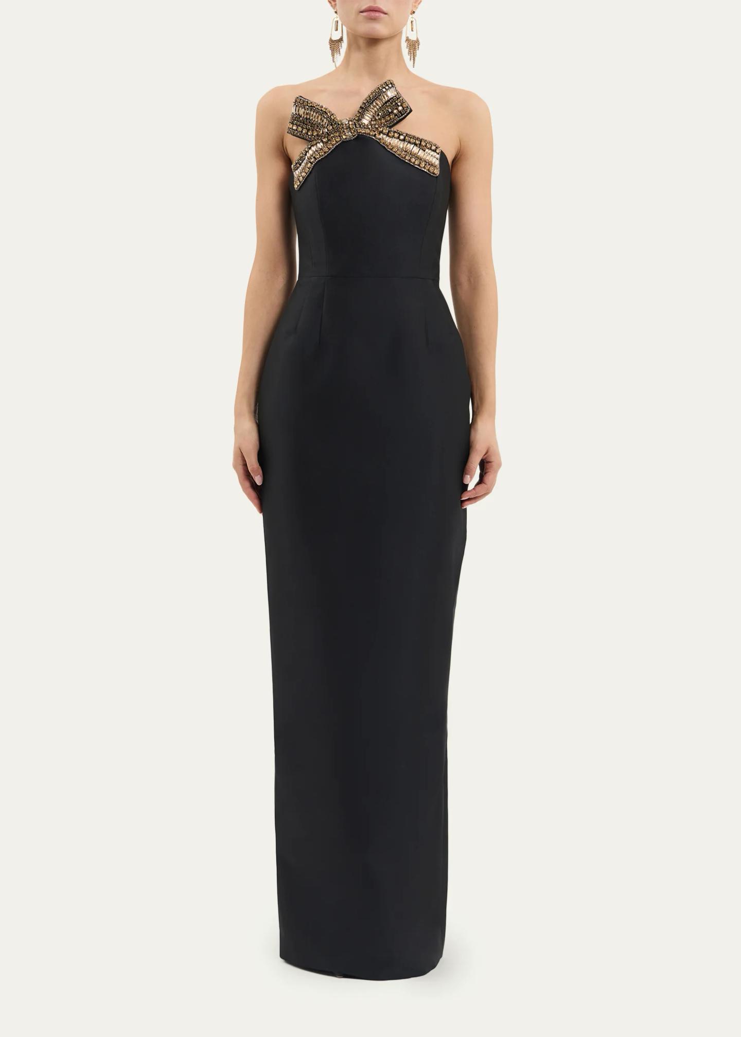Rebecca Vallance Venus Strapless Bow-Embellished Column Gown - Bergdorf ...