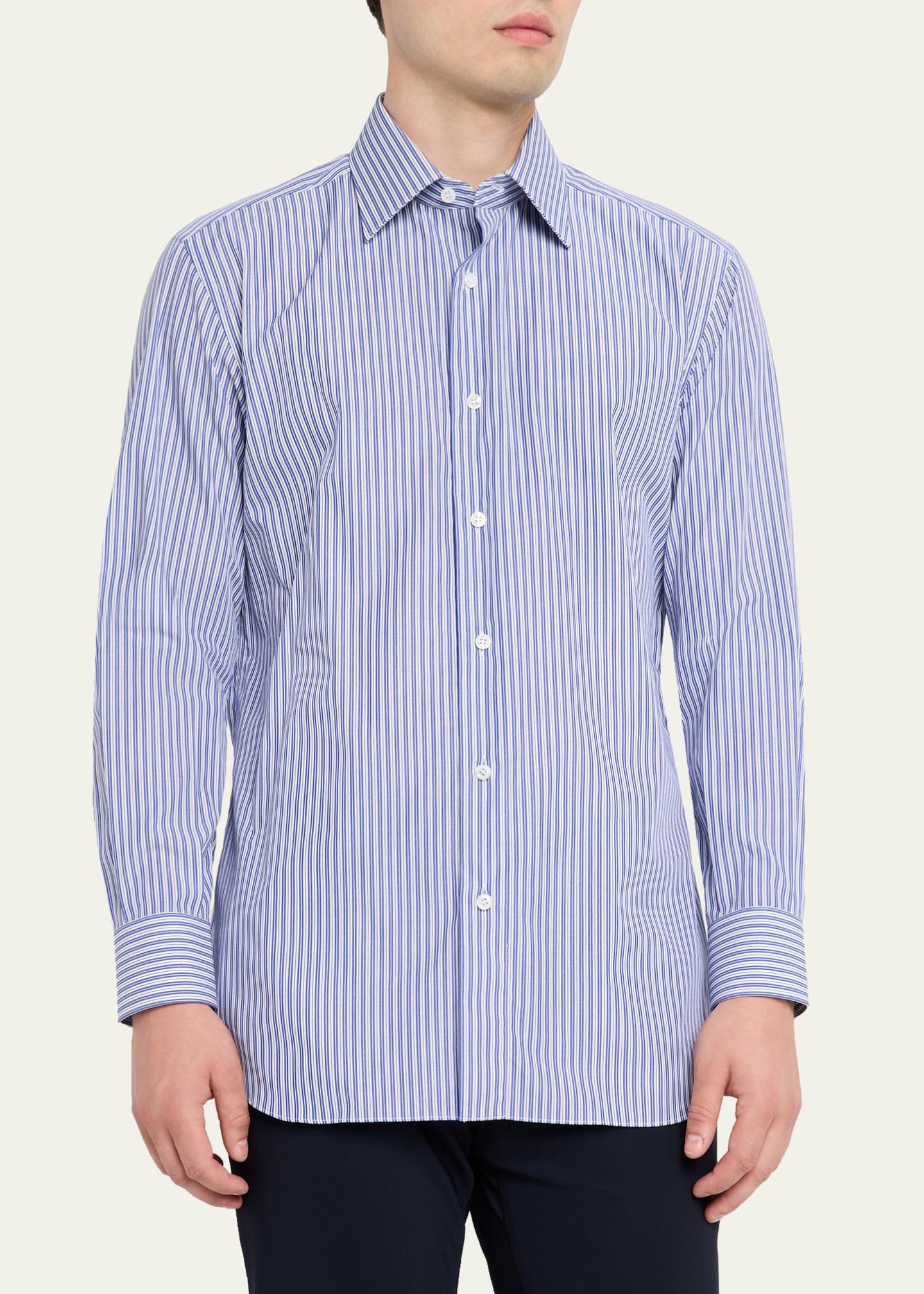 Brioni シャツ Brioni Men's Pinstripe Cotton Sport Shirt - Bergdorf Goodman