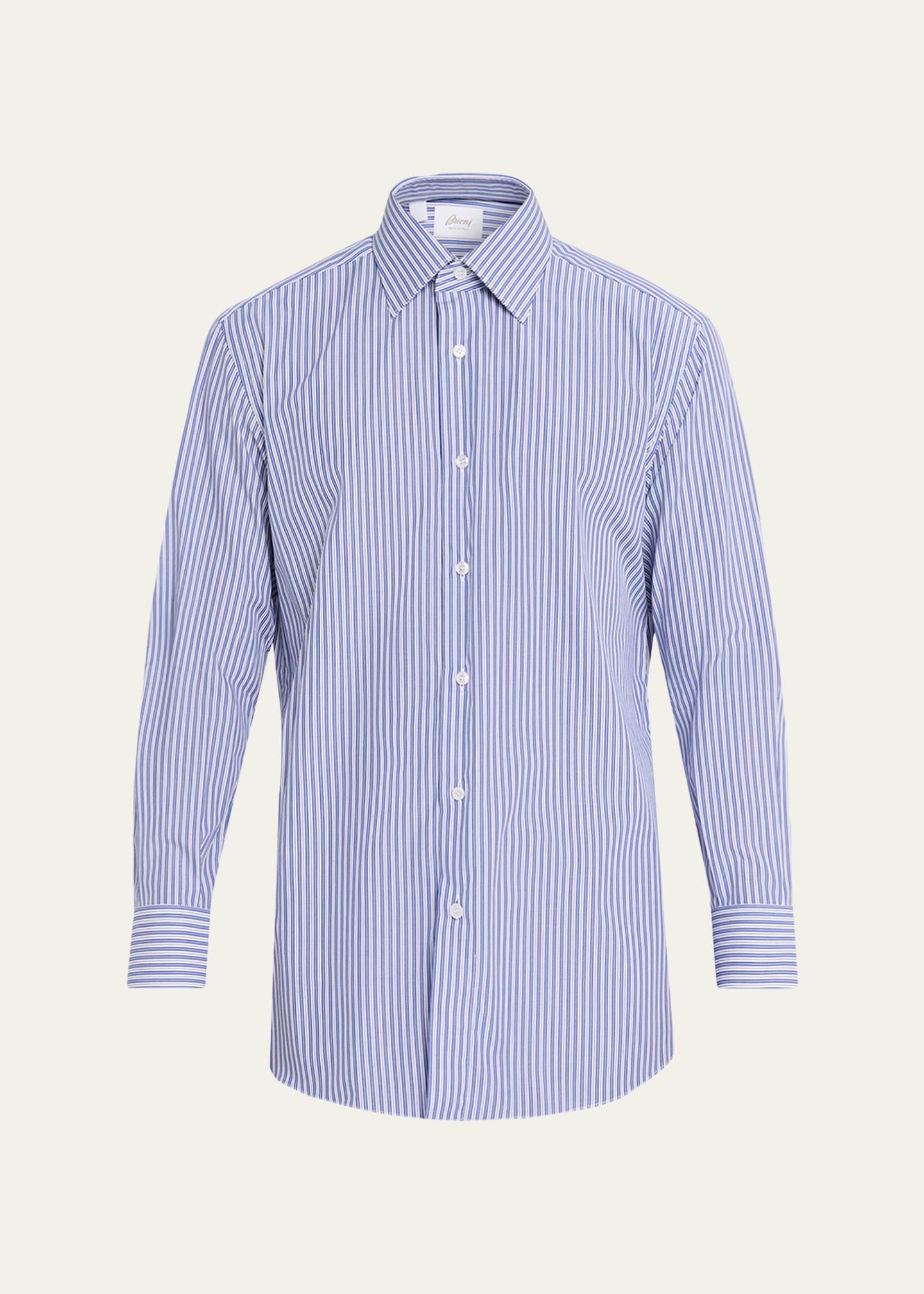 Brioni Men's Pinstripe Cotton Sport Shirt - Bergdorf Goodman
