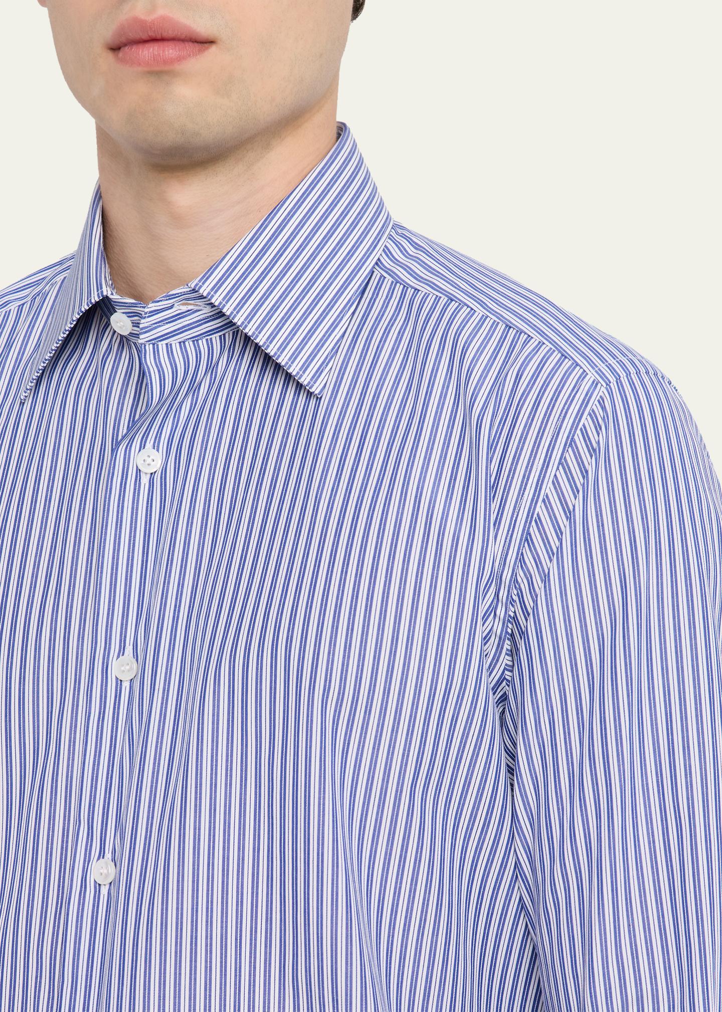 Brioni Men's Pinstripe Cotton Sport Shirt - Bergdorf Goodman