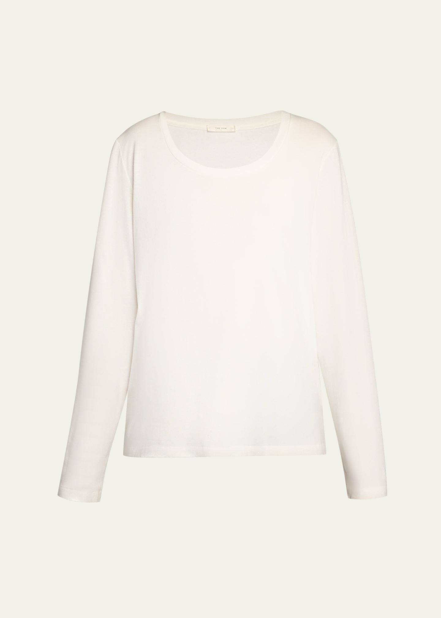 The Row Kalto Scoop-Neck Cotton Jersey Long-Sleeve T-Shirt