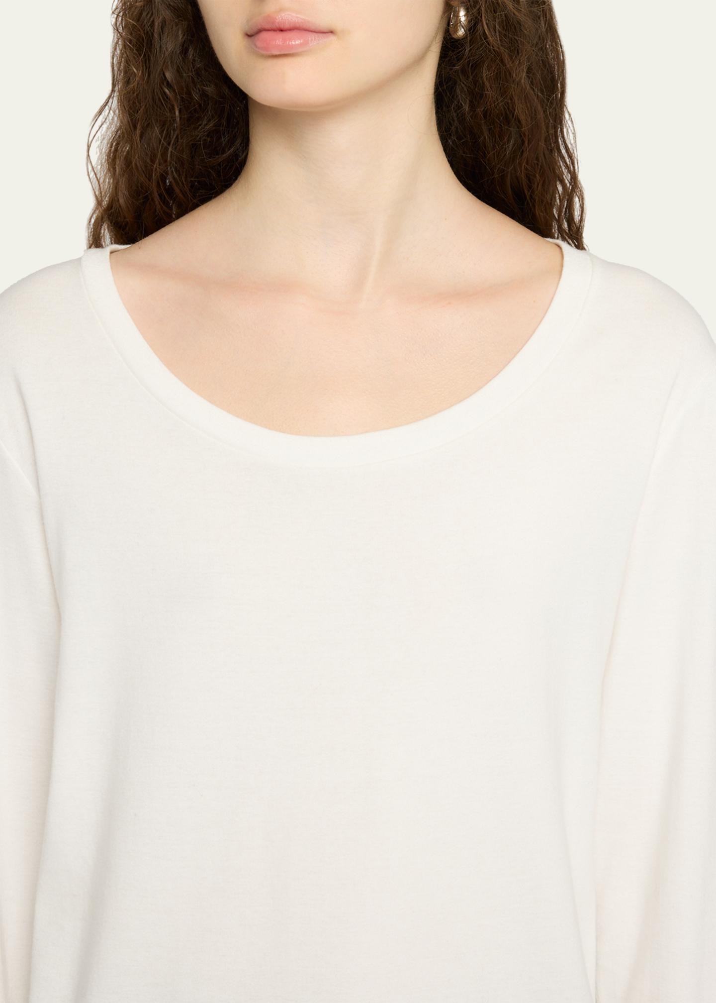 The Row Kalto Scoop-Neck Cotton Jersey Long-Sleeve T-Shirt