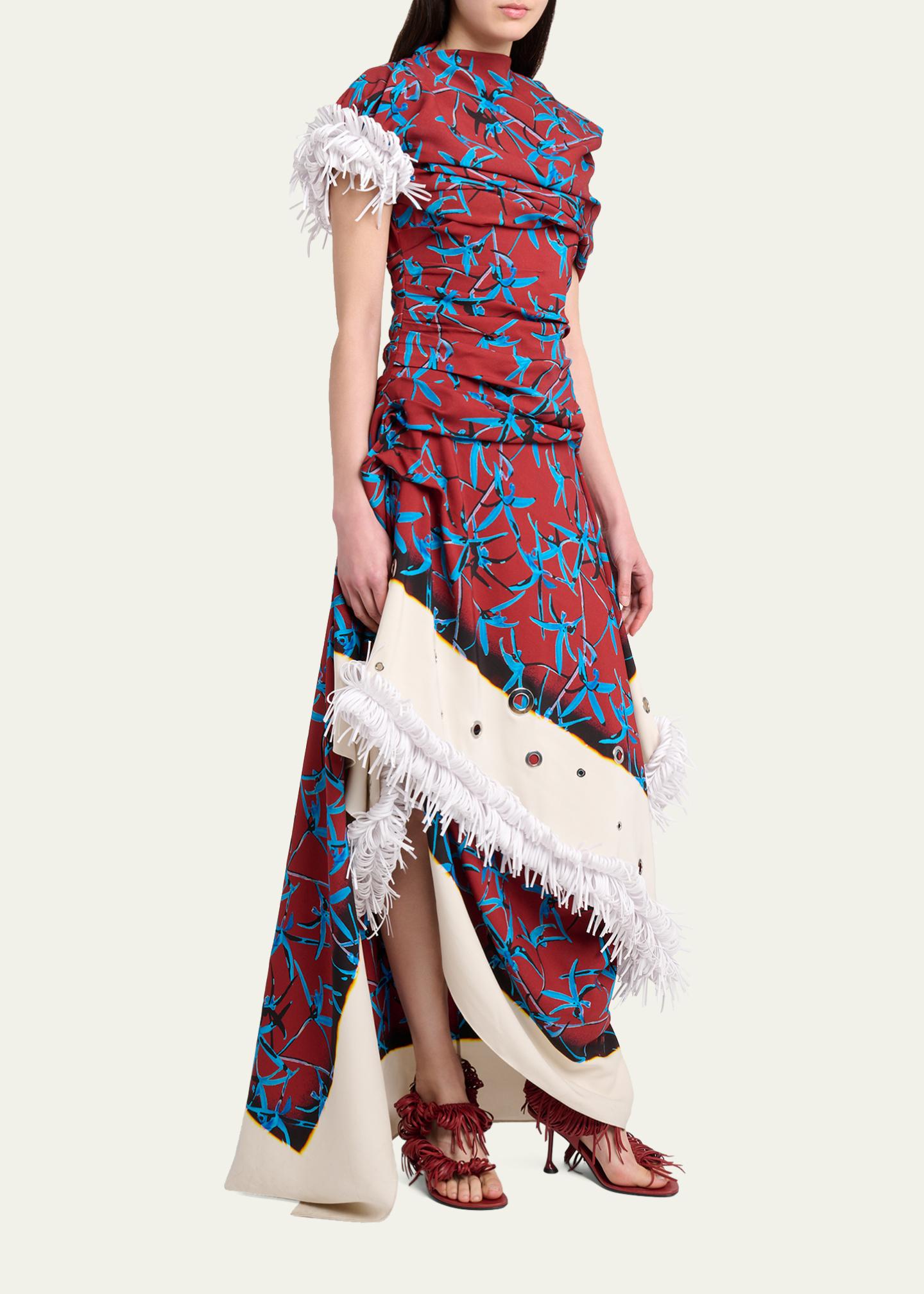 Bodine Dress in Printed Stretch Cady Madder Multi