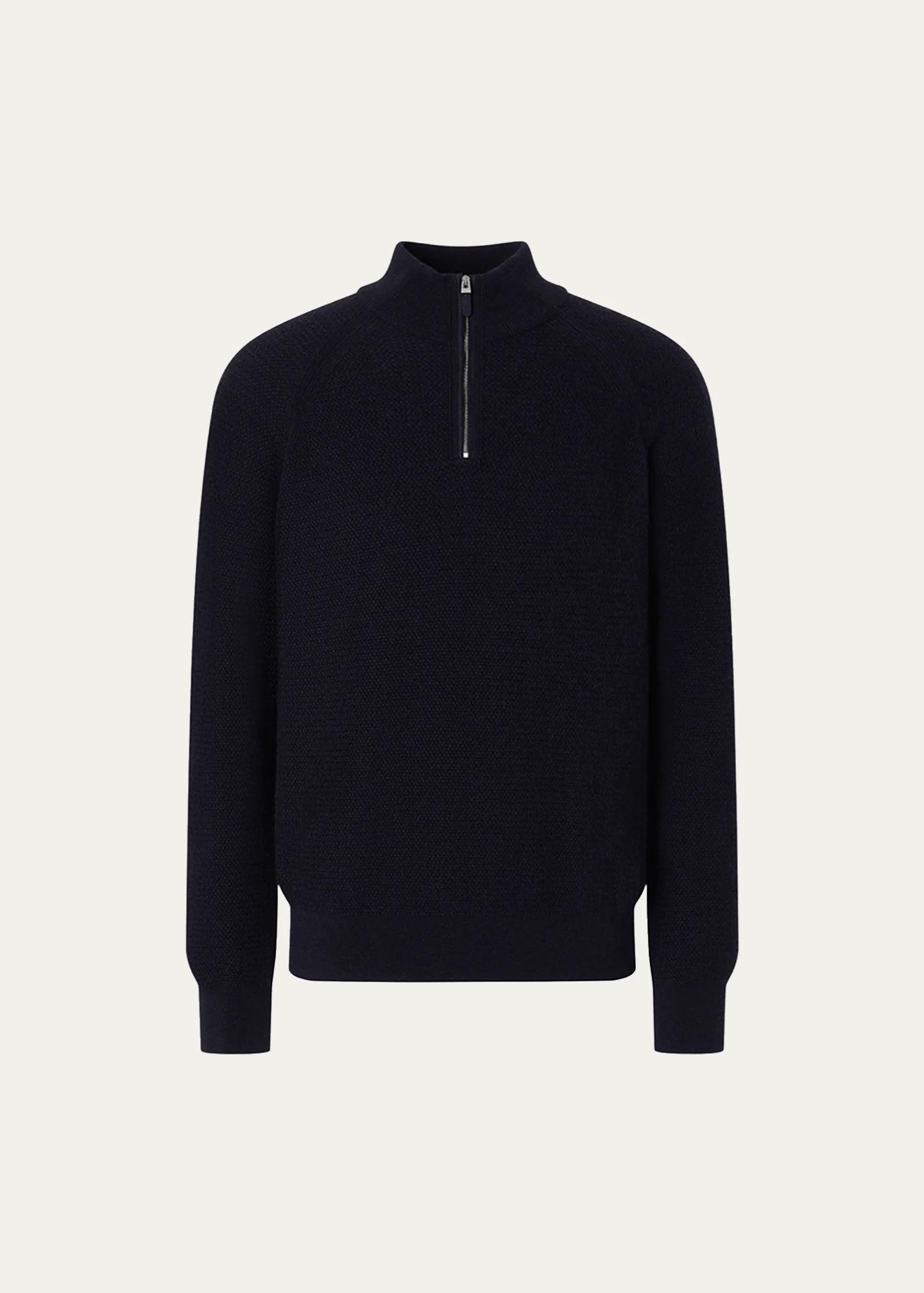 ZEGNA Men's Cashmere Texture-Knit Quarter-Zip Sweater - Bergdorf Goodman