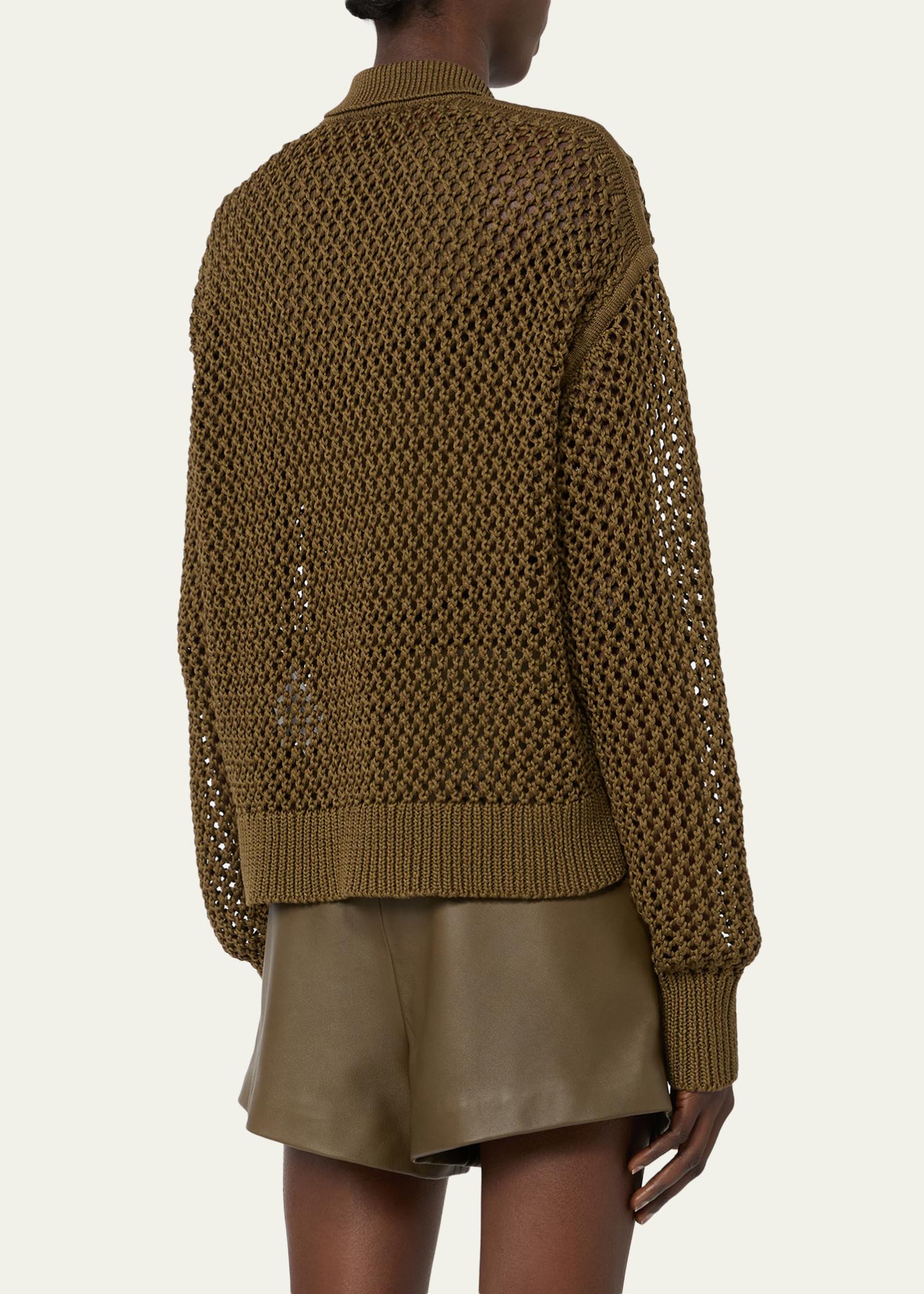 Max Mara Net Knit Collared Cardigan - Bergdorf Goodman