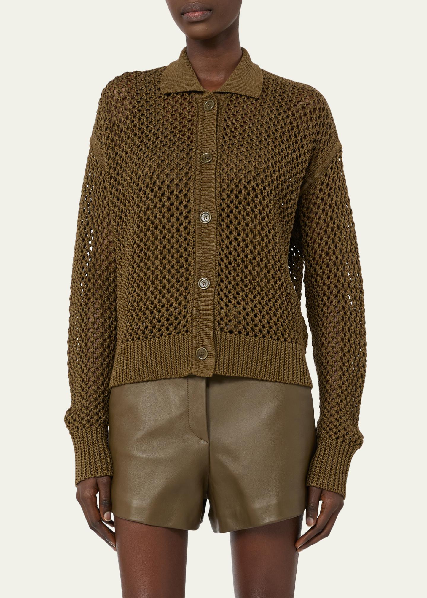 Max Mara Net Knit Collared Cardigan - Bergdorf Goodman
