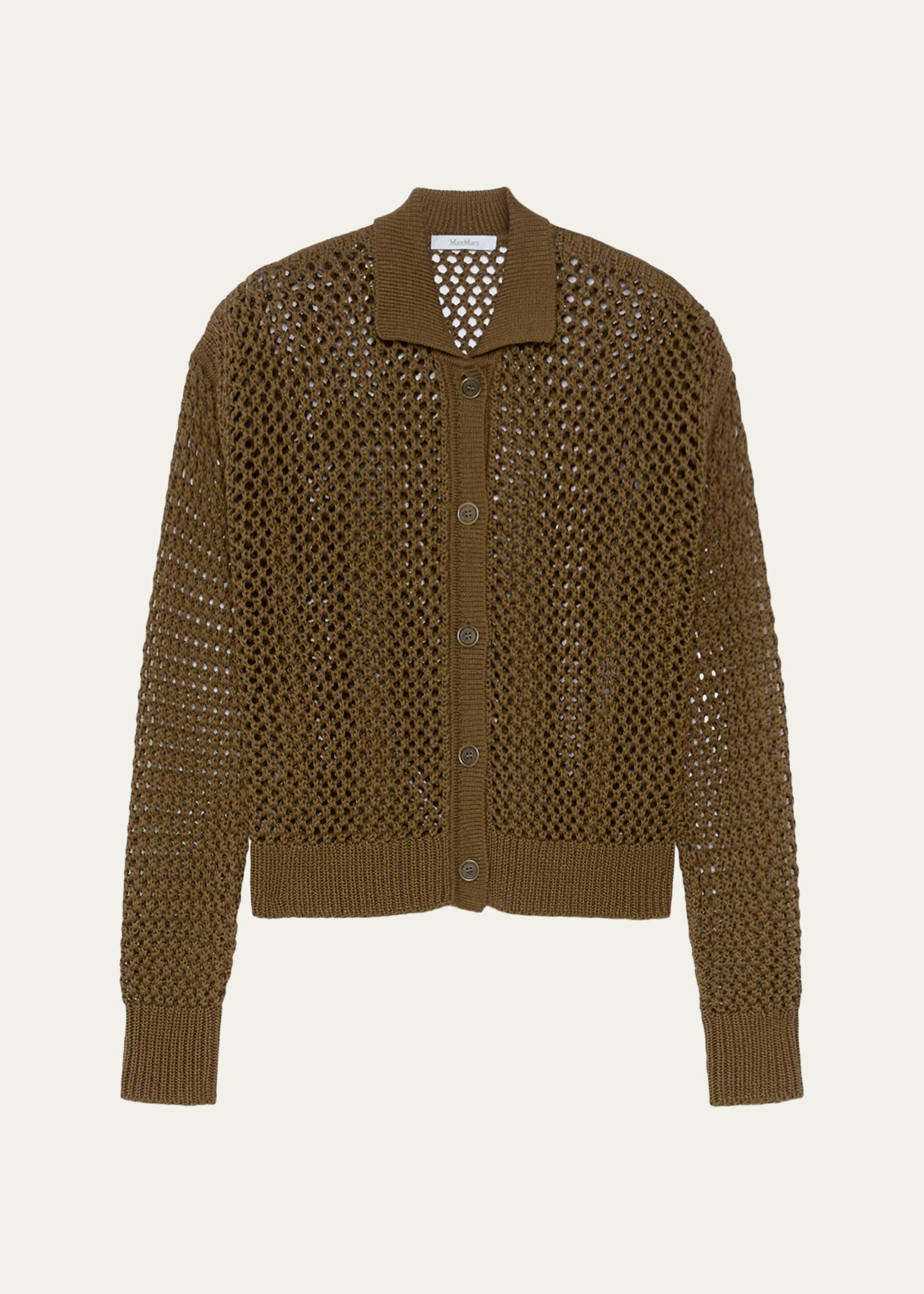 Max Mara Net Knit Collared Cardigan - Bergdorf Goodman