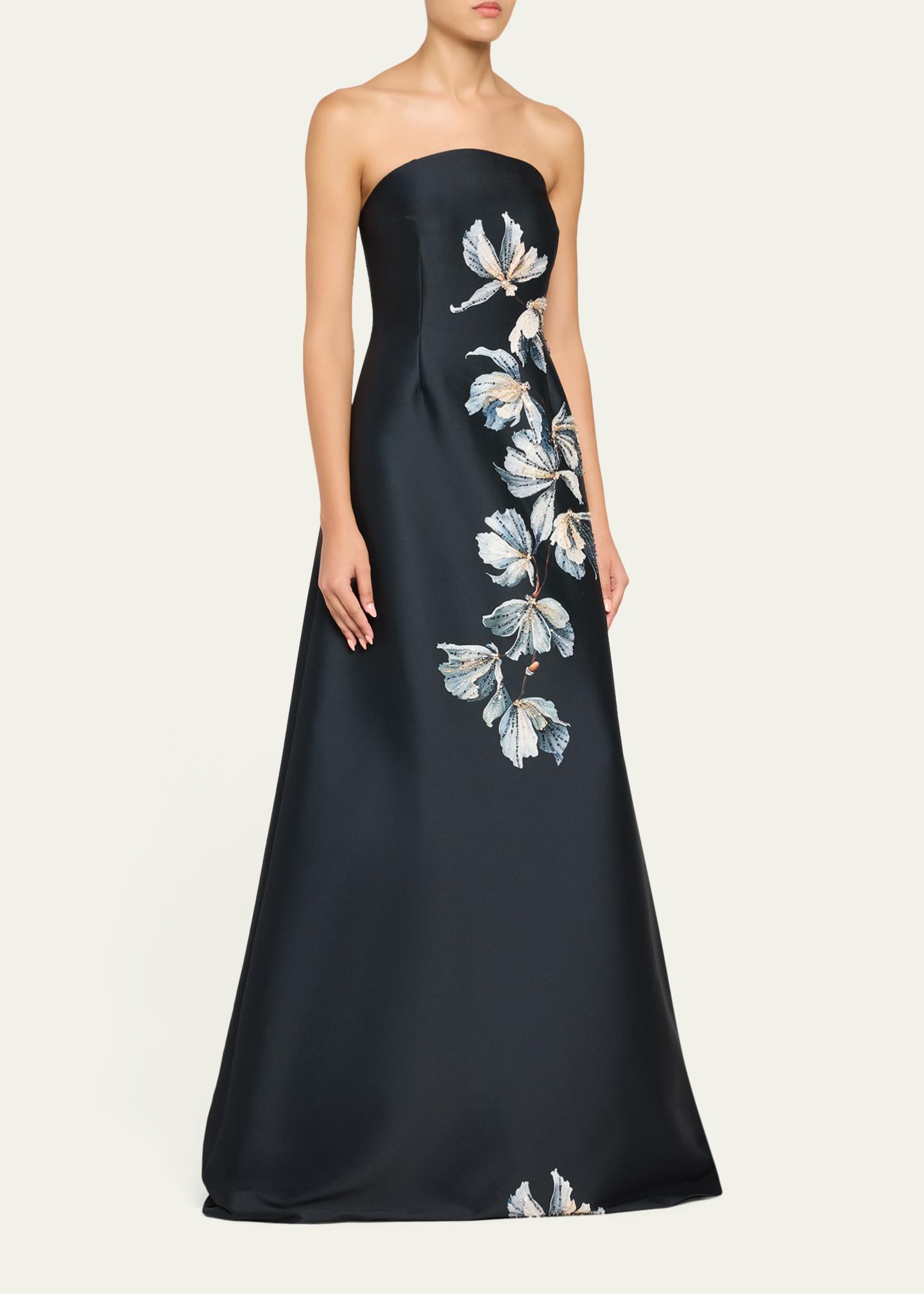 rickie freeman evening dresses for Teri Jon Beaded Floral Mikado A-Line Gown Powder Blue Model_Gebi Ball gown Cut-Out Long Prom Dress Bust Size:44